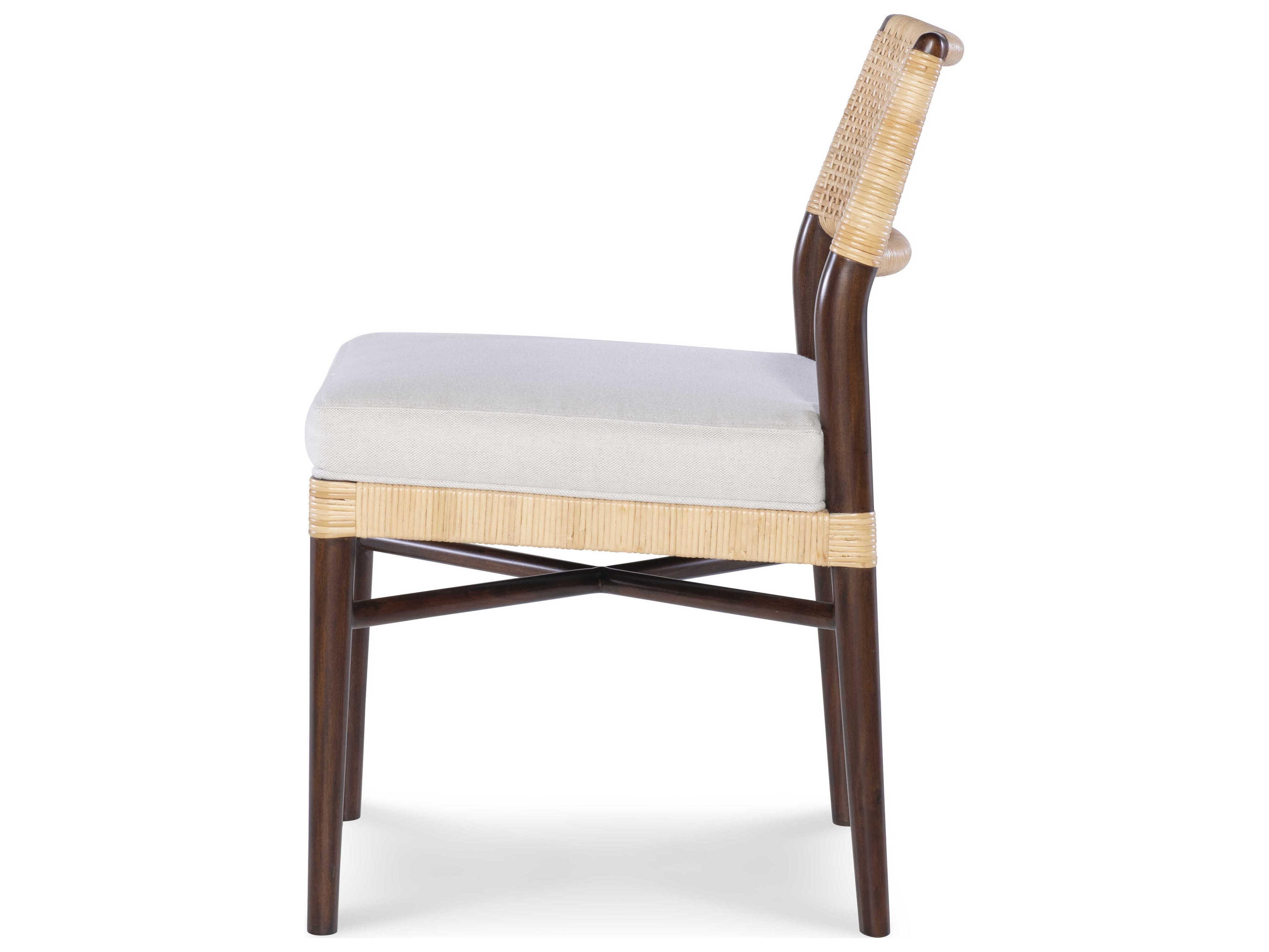 Century Furniture Curate Caribe Mahogany Wood Beige Upholstered Armless Dining Chair