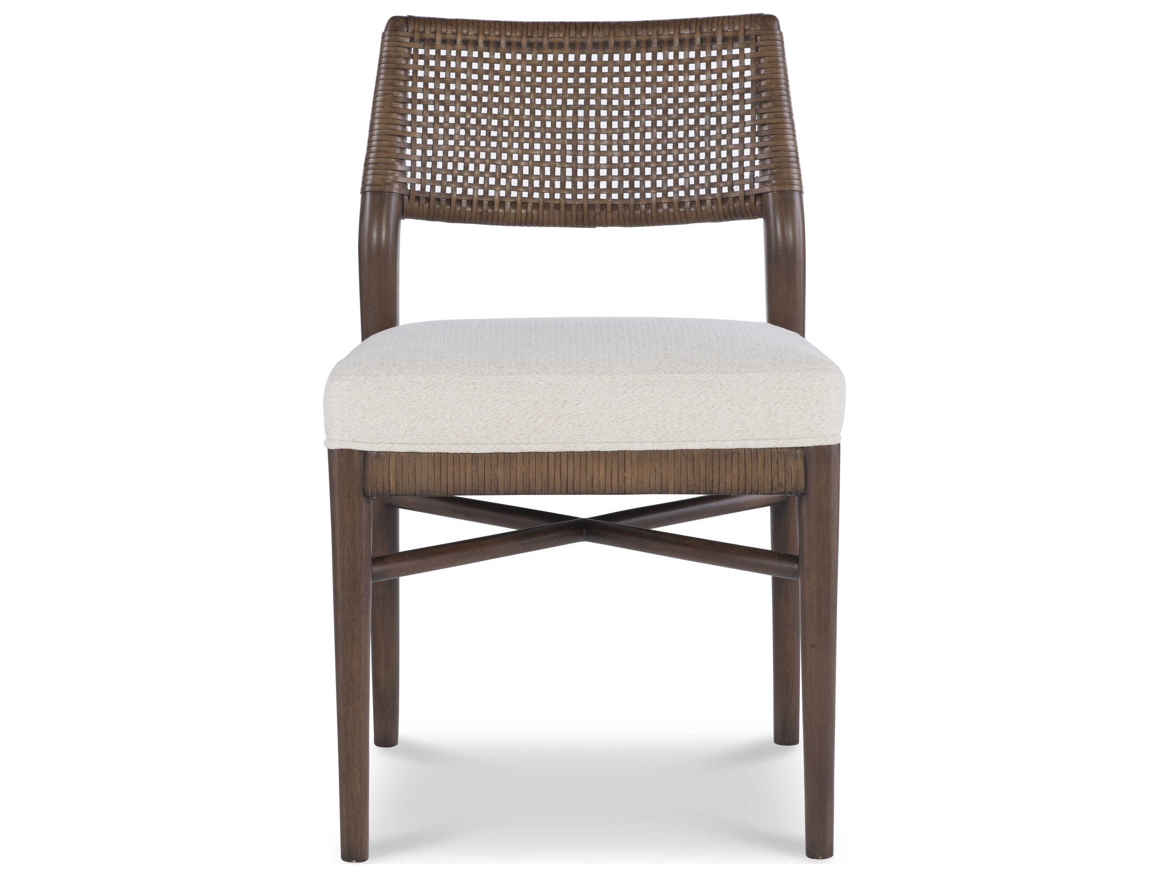 Century Furniture Curate Caribe Mahogany Wood Brown Upholstered Armless Dining Chair