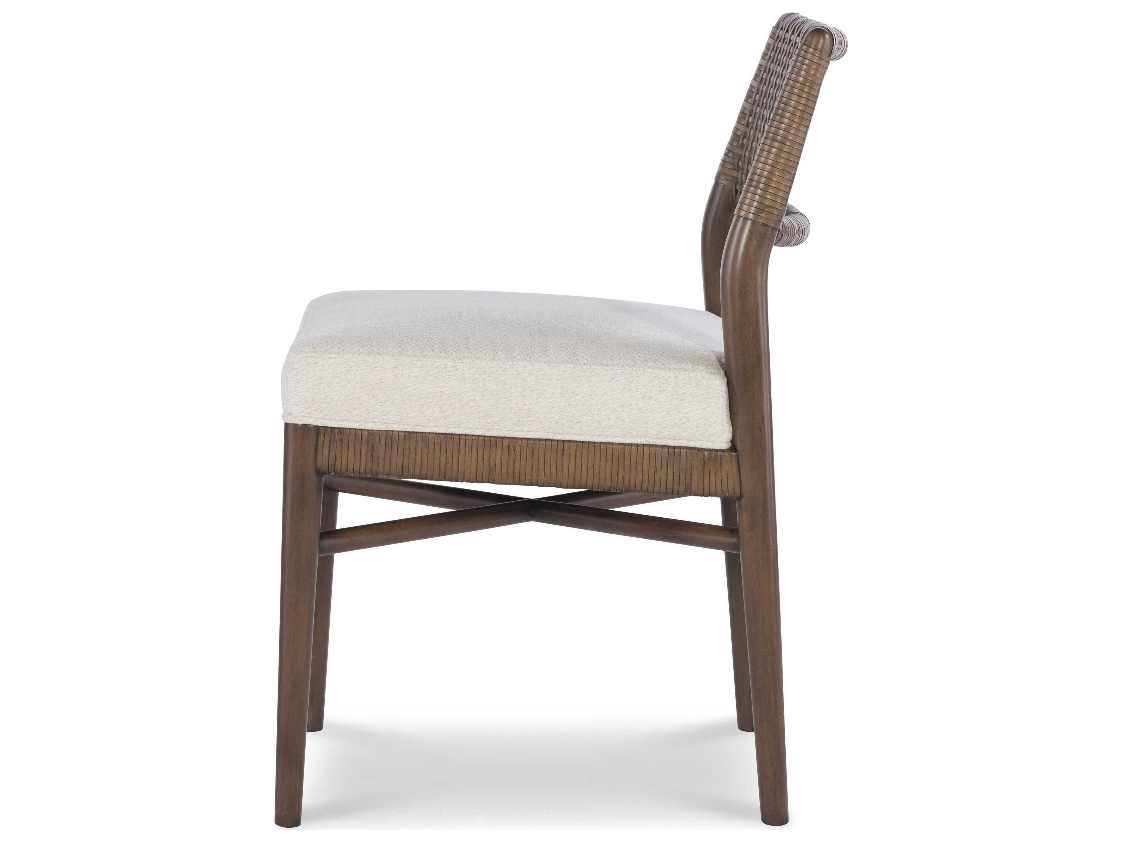 Century Furniture Curate Caribe Mahogany Wood Brown Upholstered Armless Dining Chair