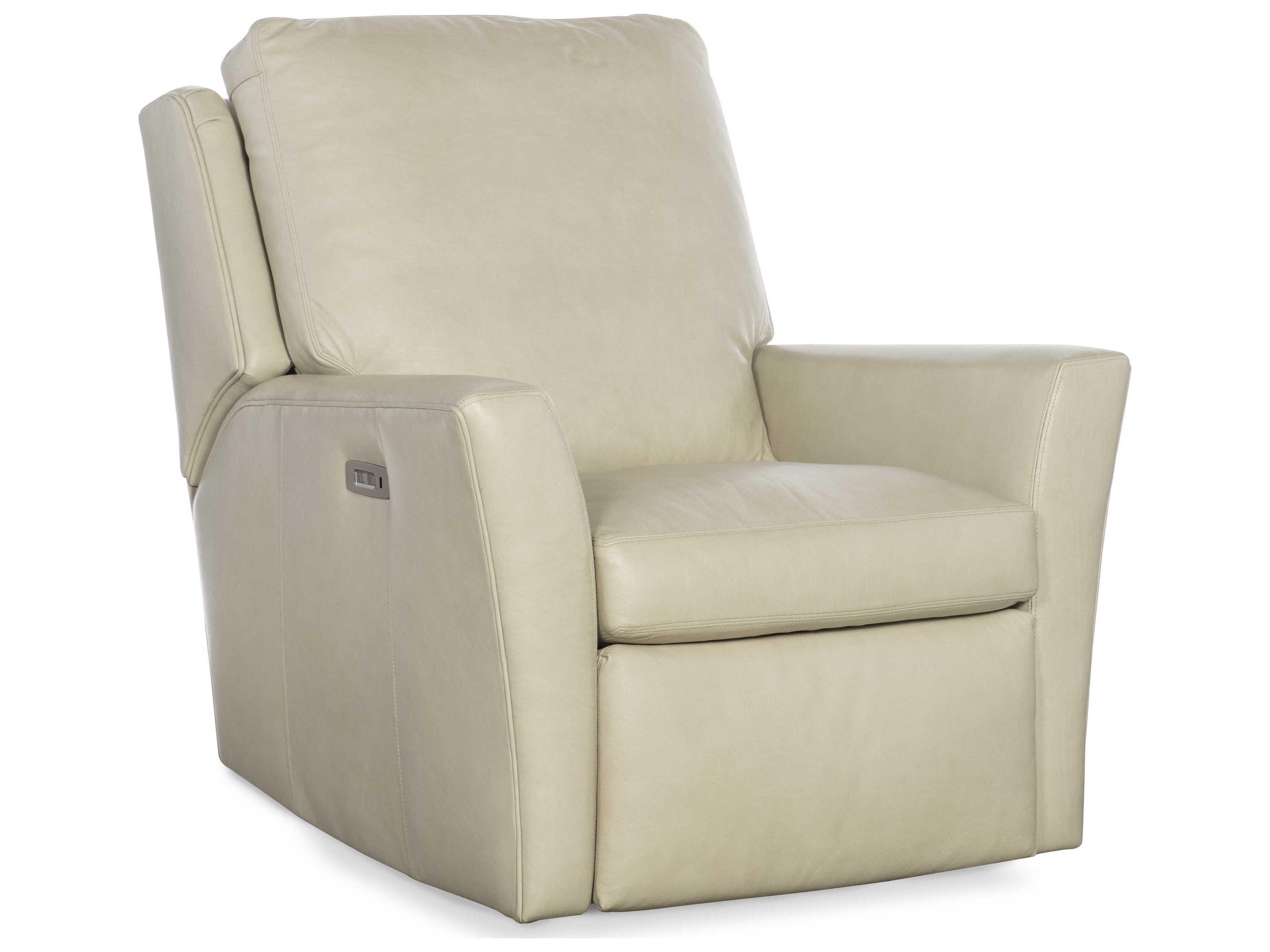 Century Furniture Reed Swivel Glider Electric White Leather Power Recliner