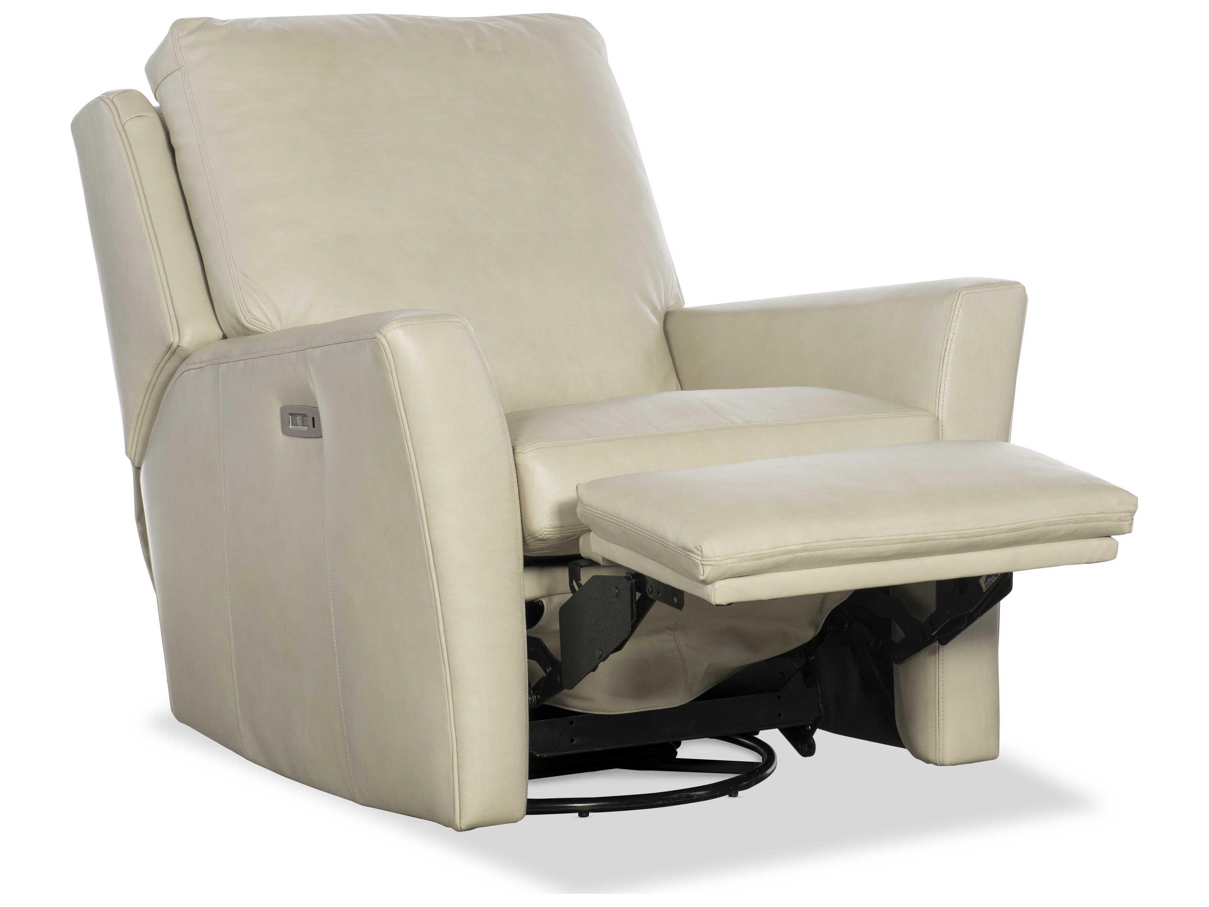 Century Furniture Reed Swivel Glider Electric White Leather Power Recliner