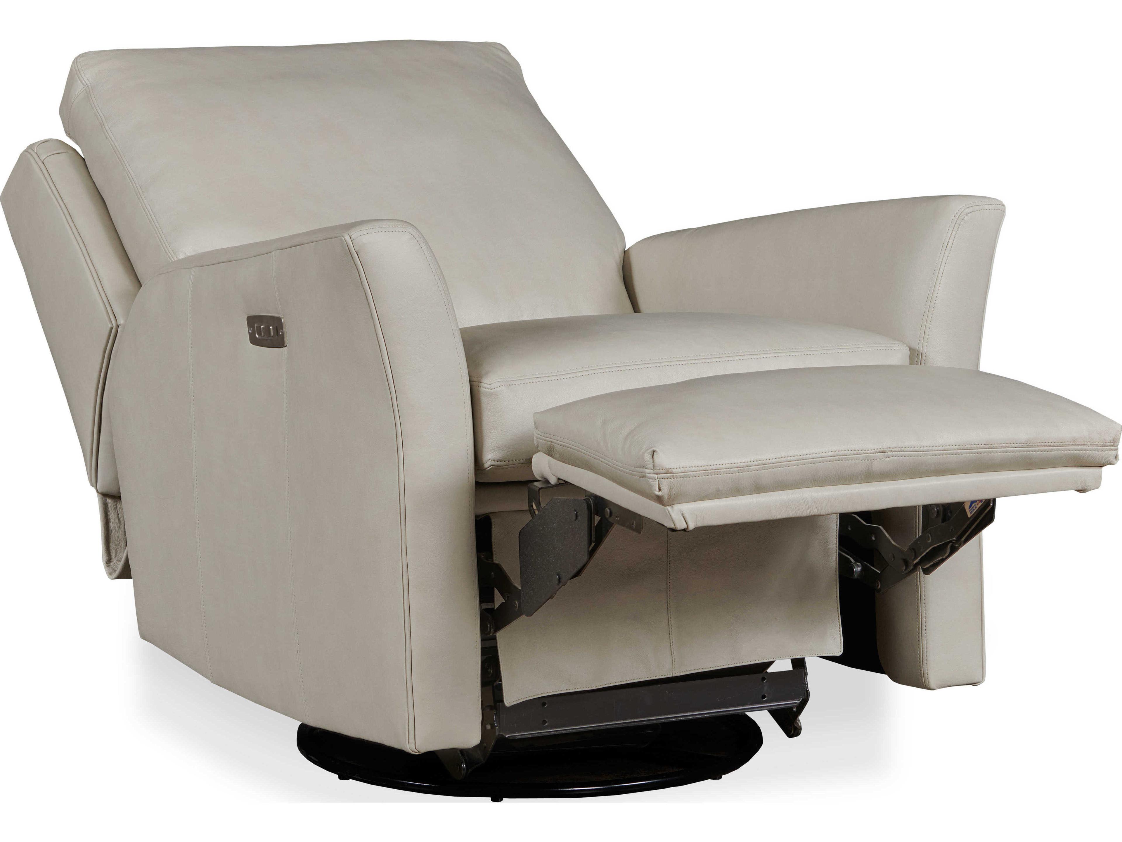 Century Furniture Reed Swivel Glider Electric White Leather Power Recliner
