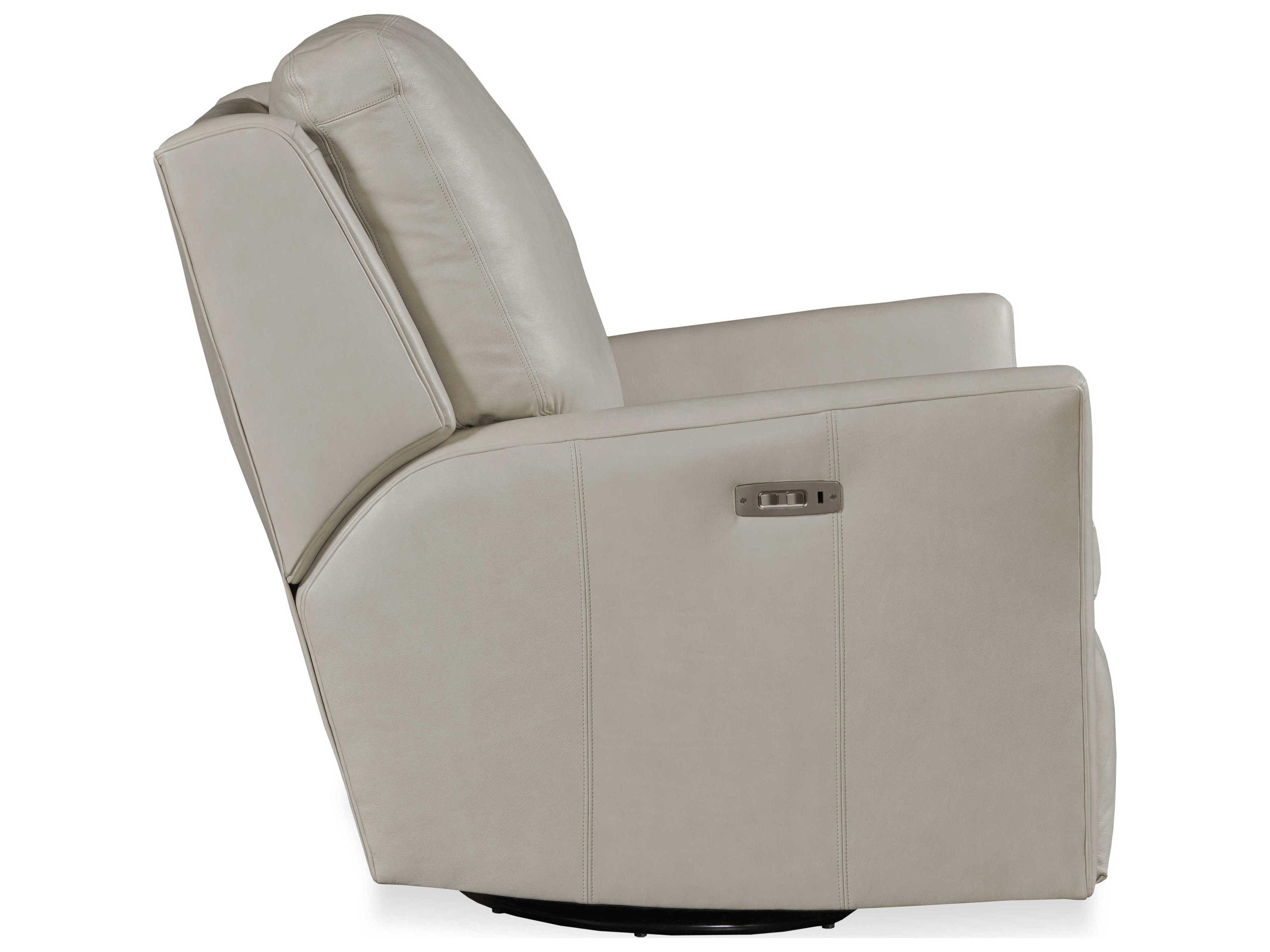 Century Furniture Reed Swivel Glider Electric White Leather Power Recliner