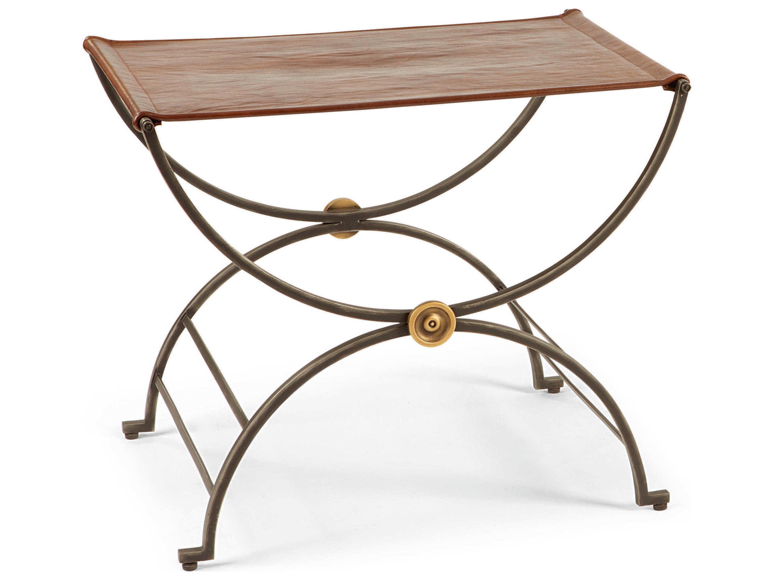 Century Furniture Monarch Brown Leather Accent Stool