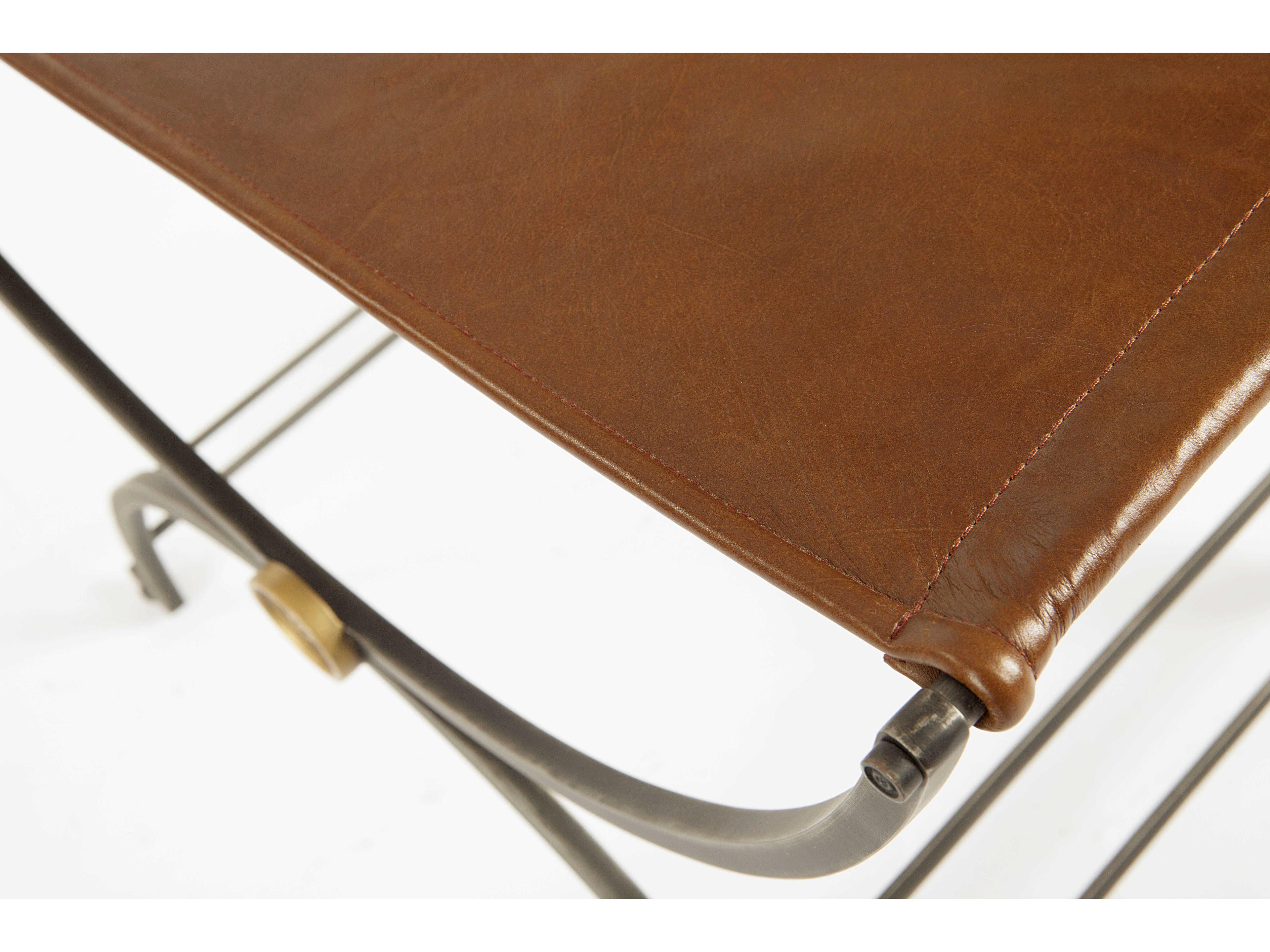 Century Furniture Monarch Brown Leather Accent Stool