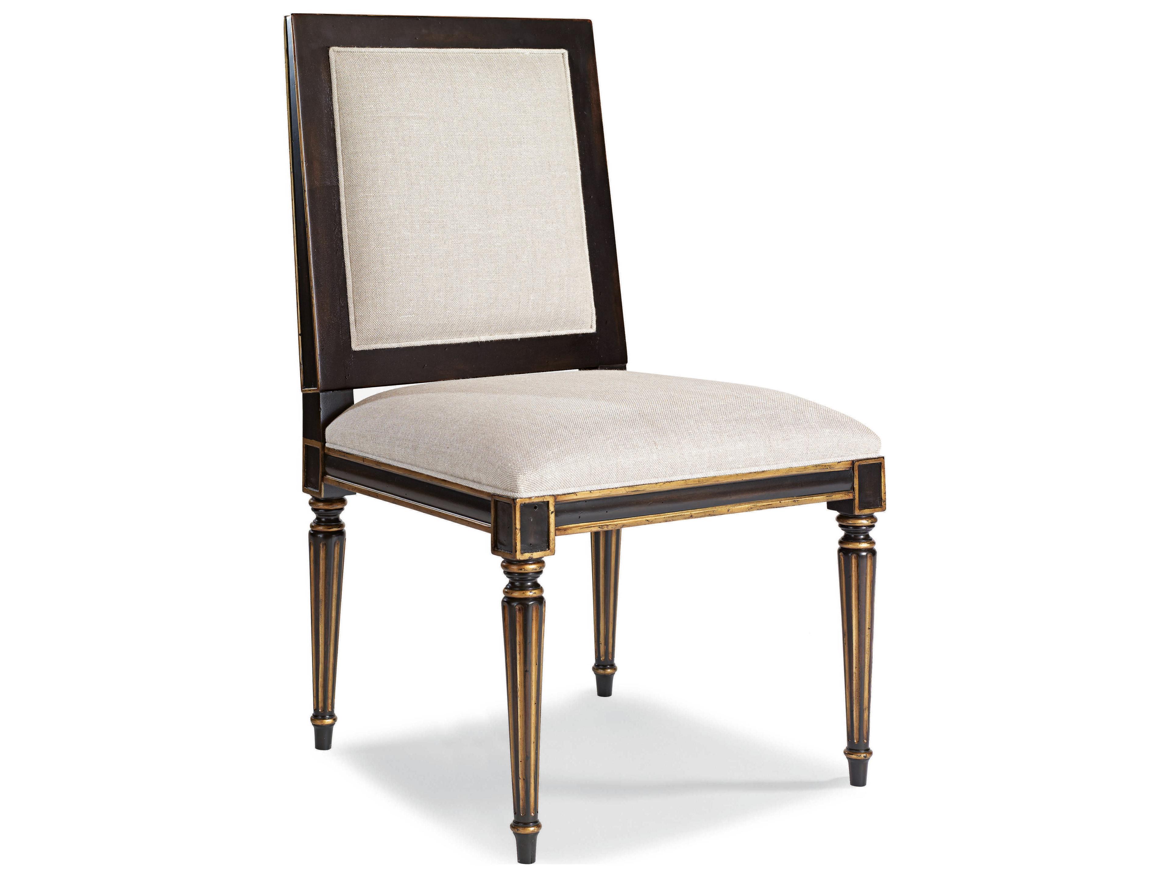 Century Furniture Monarch Acacia Wood Black Upholstered Side Dining Chair