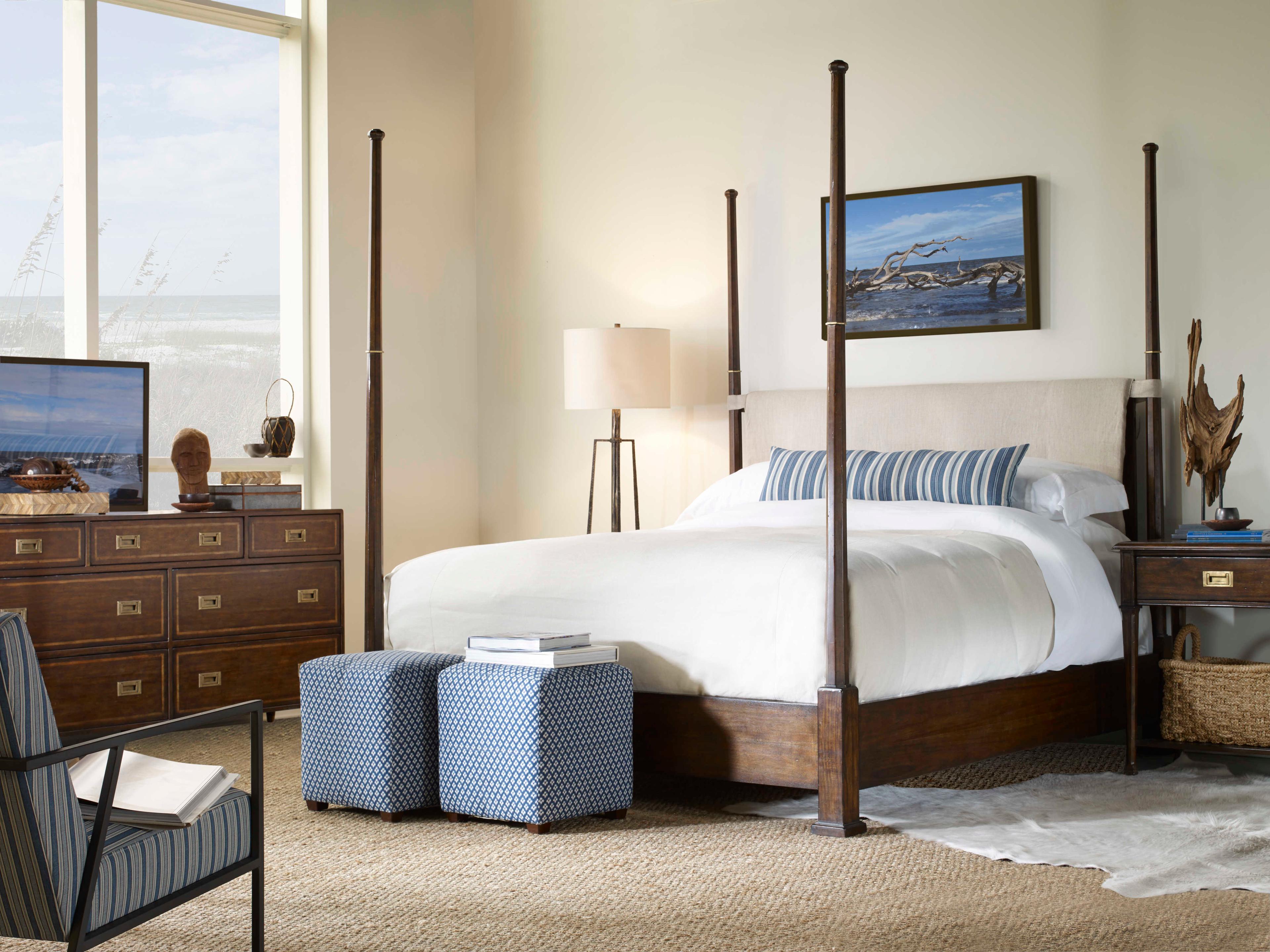 Century Furniture Monarch Black Acacia Wood King Four Poster Bed