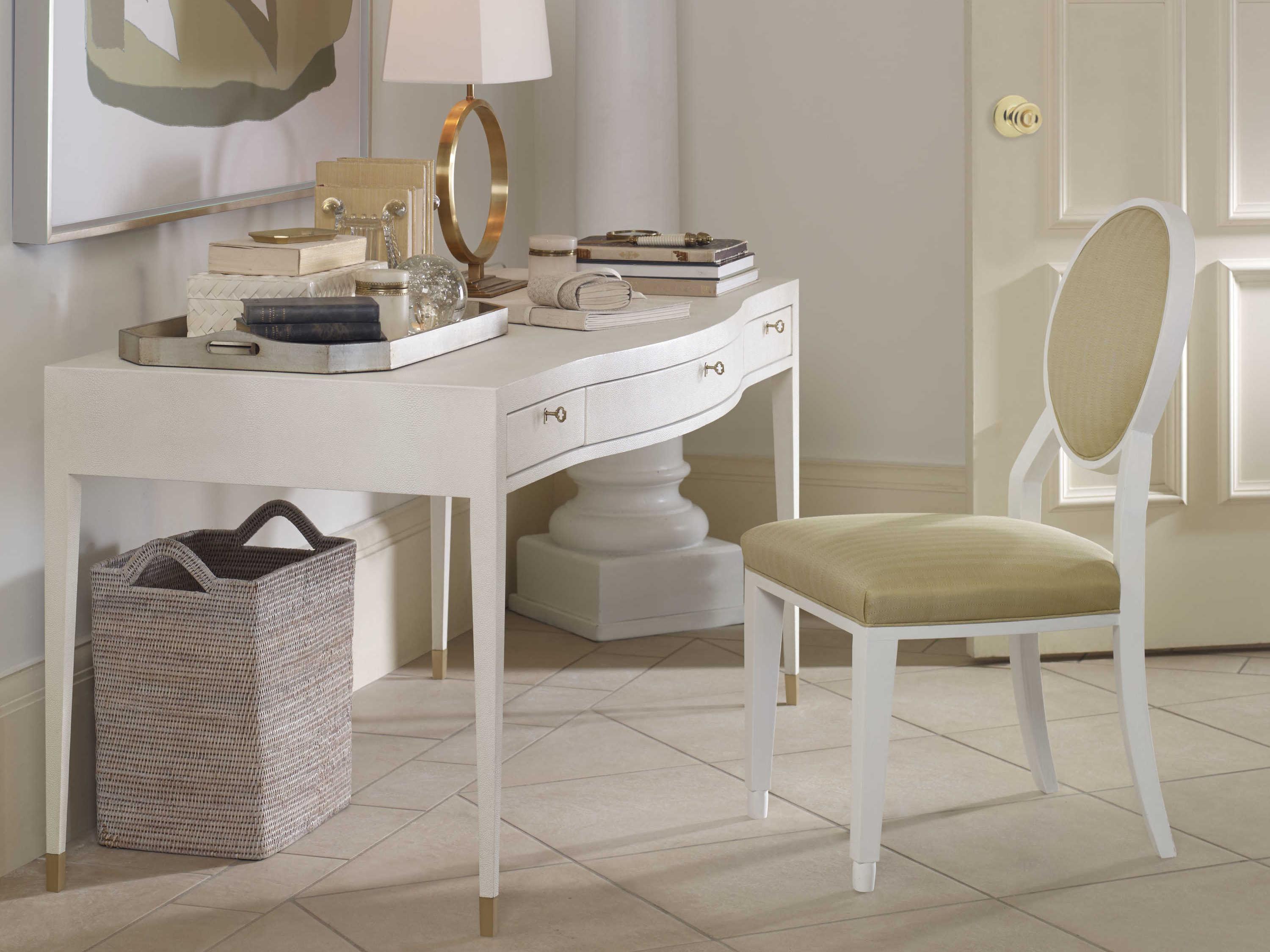 Century Furniture Monarch Ivory Faux Shagreen White Poplar Wood Writing Desk