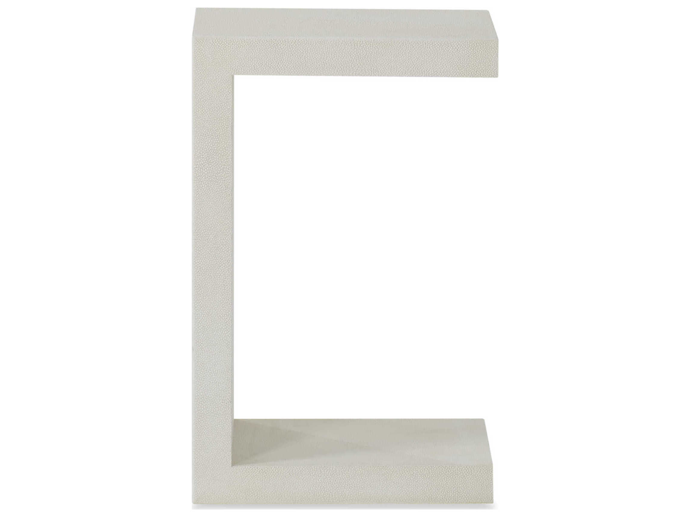 Century Furniture Monarch Rectangular Wood Ivory Faux Shagreen Leather End Table