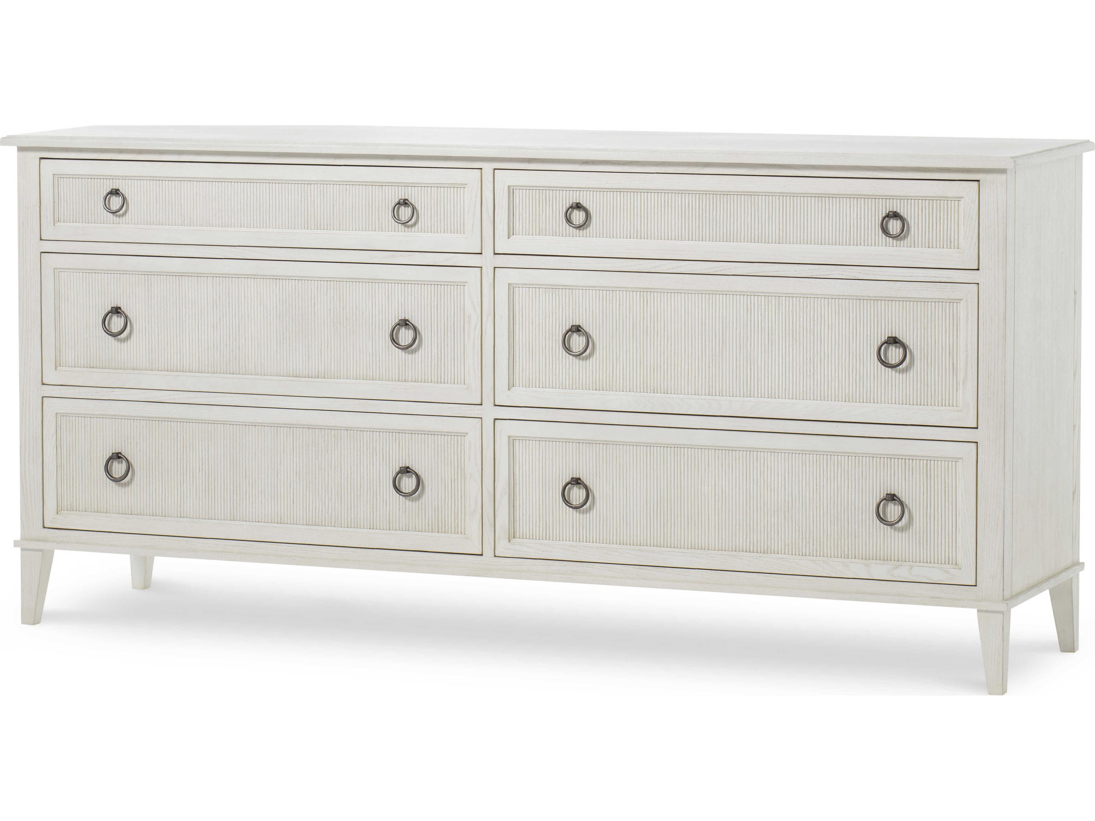 Century Furniture Monarch Hampton 6-Drawers White Ash Wood Double Dresser