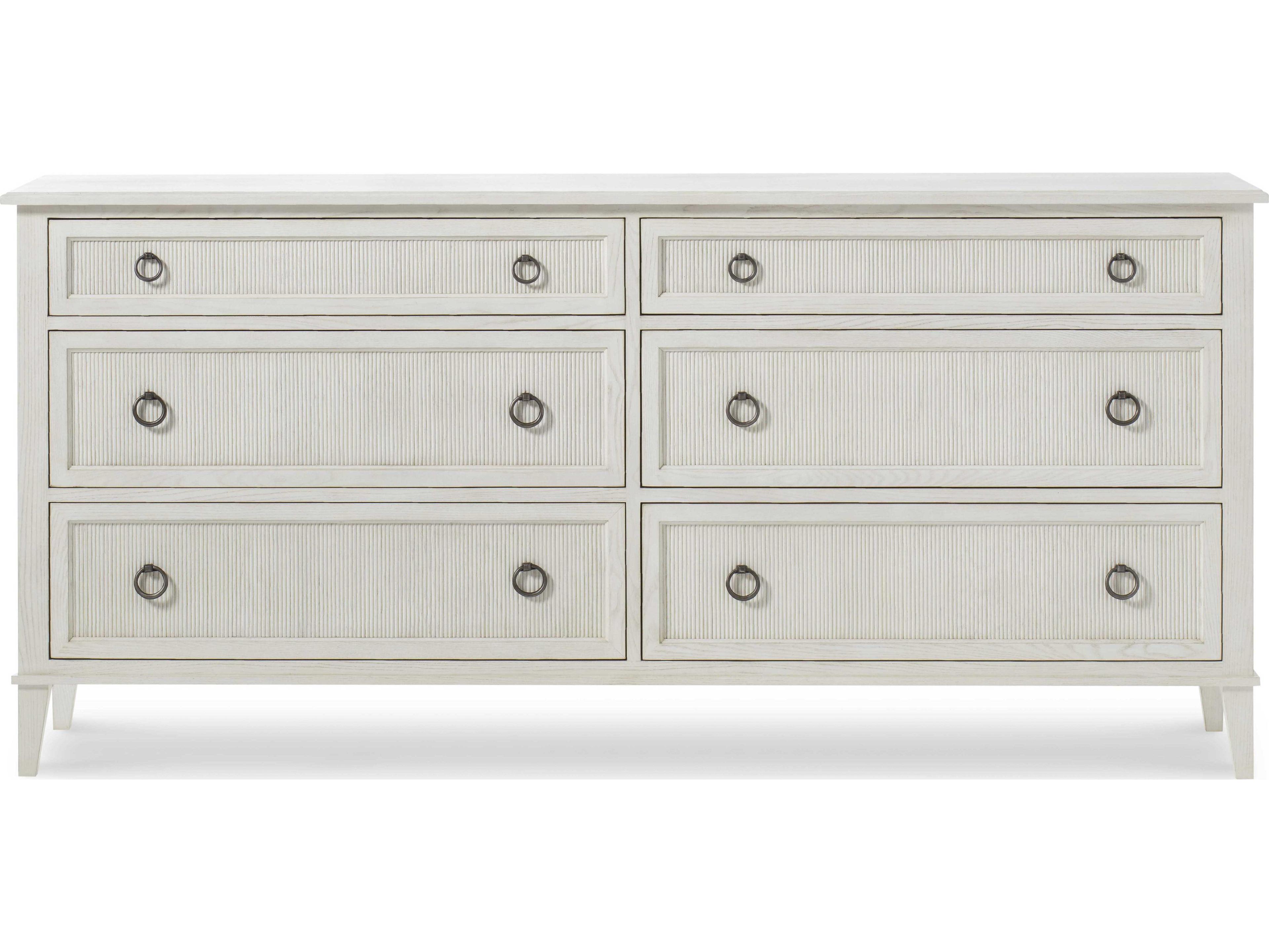 Century Furniture Monarch Hampton 6-Drawers White Ash Wood Double Dresser