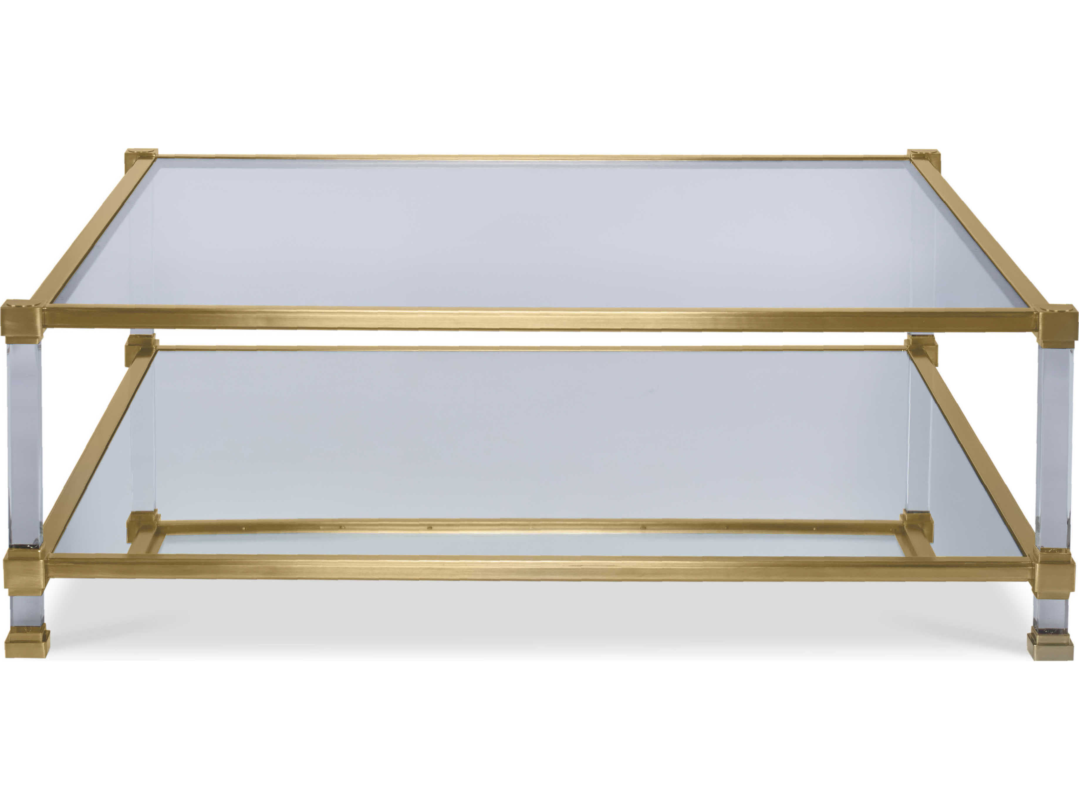 Century Furniture Monarch Square Glass Satin Brass Acrylic Coffee Table