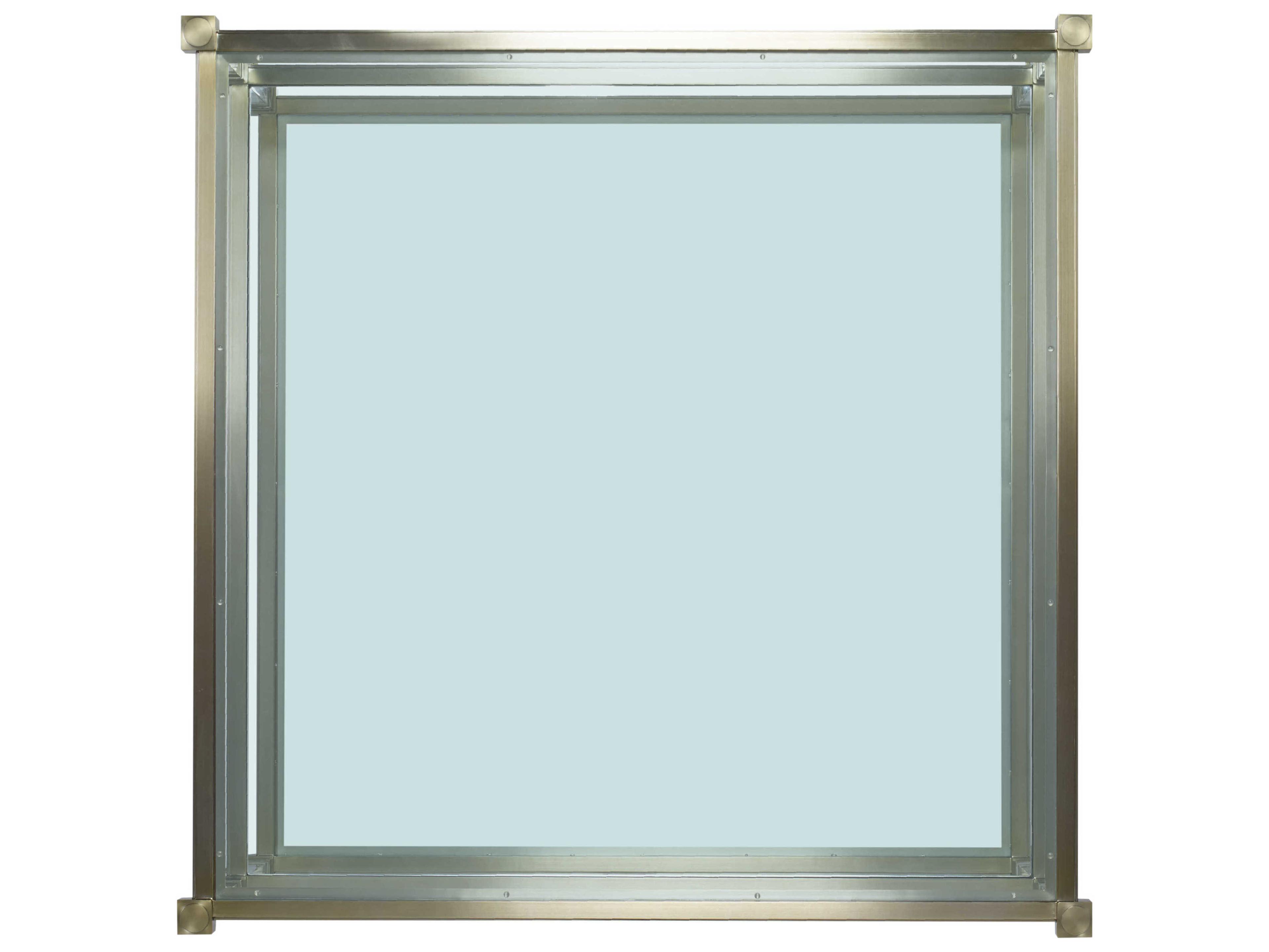 Century Furniture Monarch Square Glass Satin Brass Acrylic Coffee Table