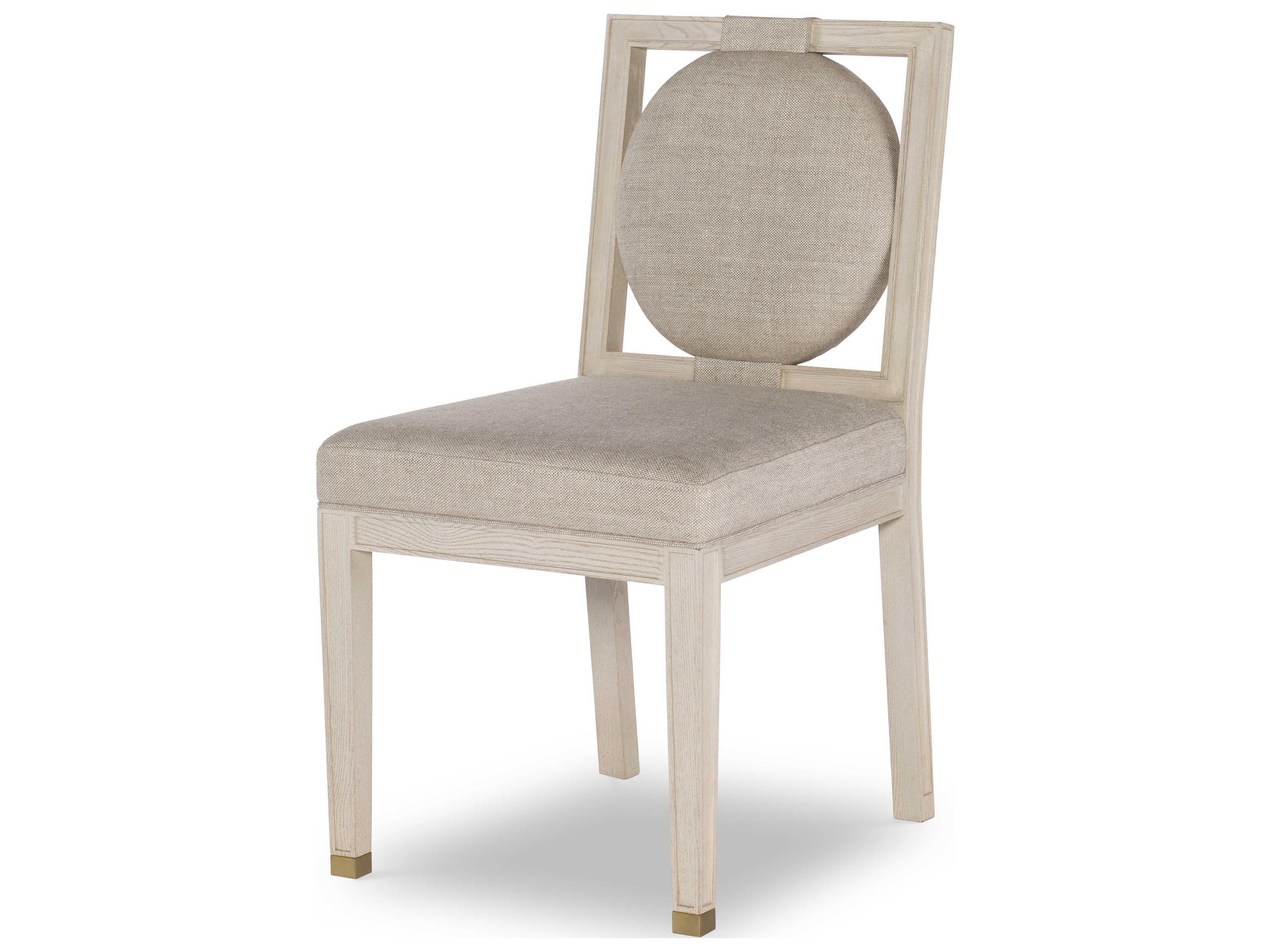 Century Furniture Monarch Oak Wood White Upholstered Side Dining Chair