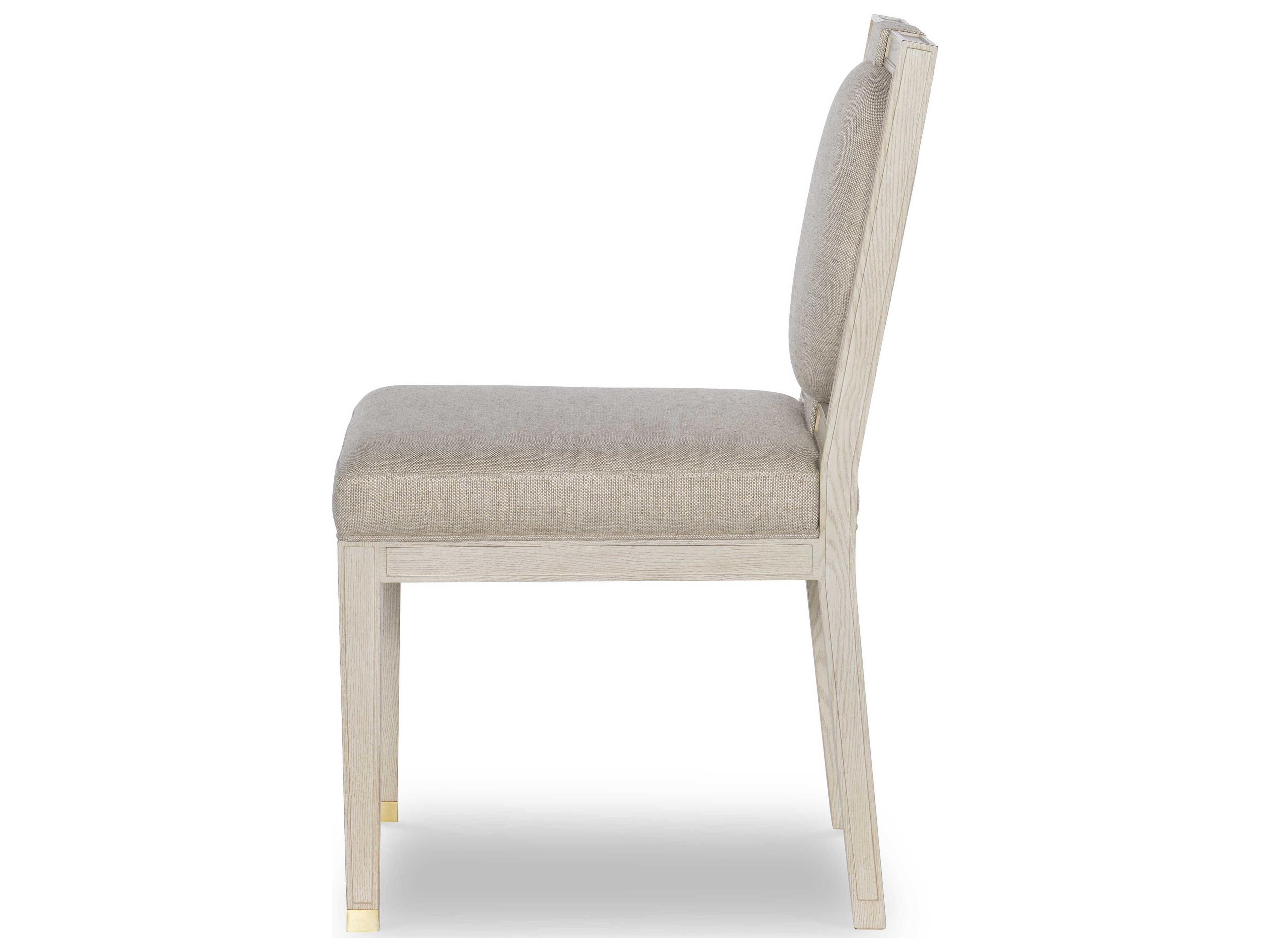 Century Furniture Monarch Oak Wood White Upholstered Side Dining Chair