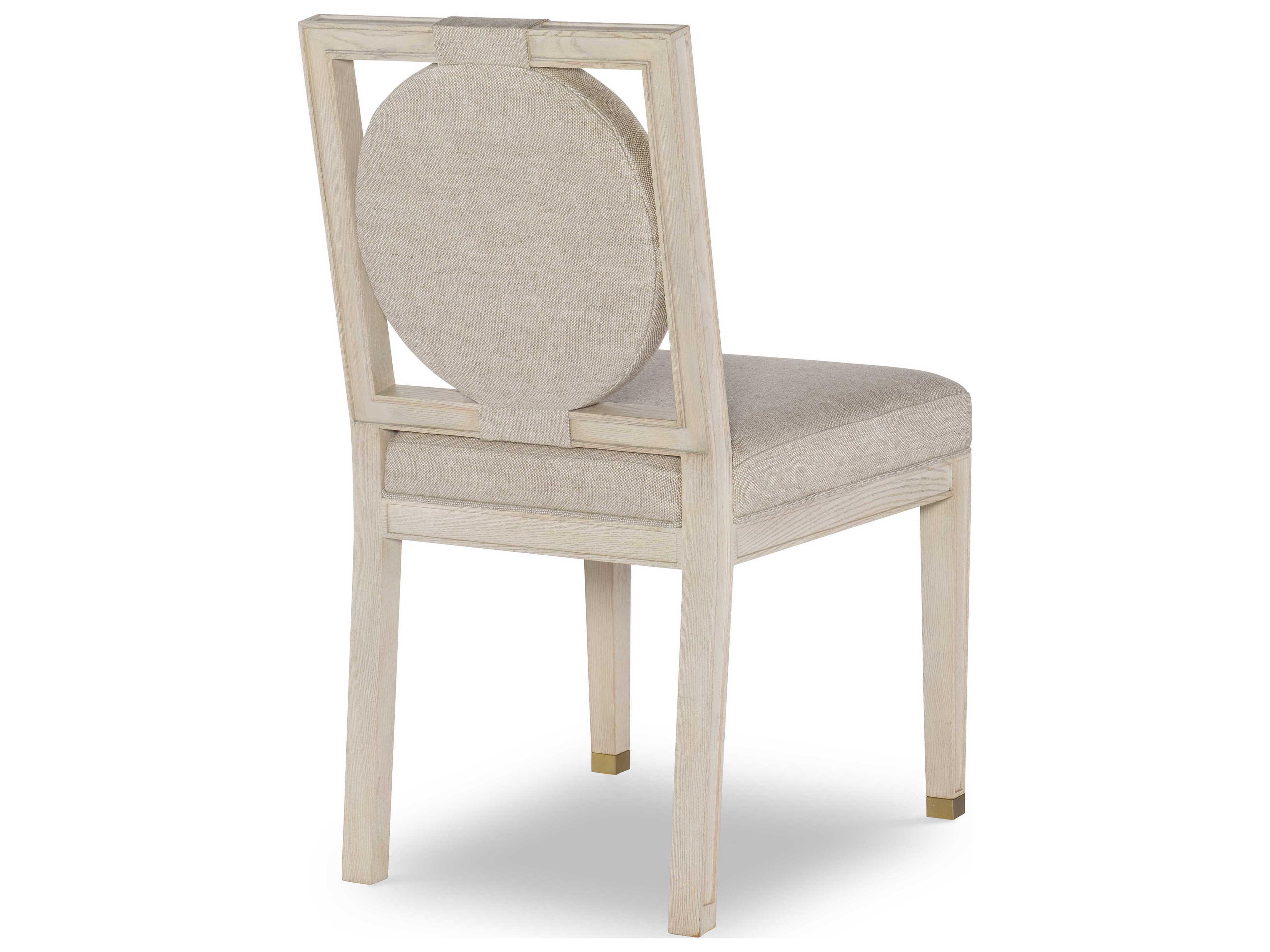 Century Furniture Monarch Oak Wood White Upholstered Side Dining Chair