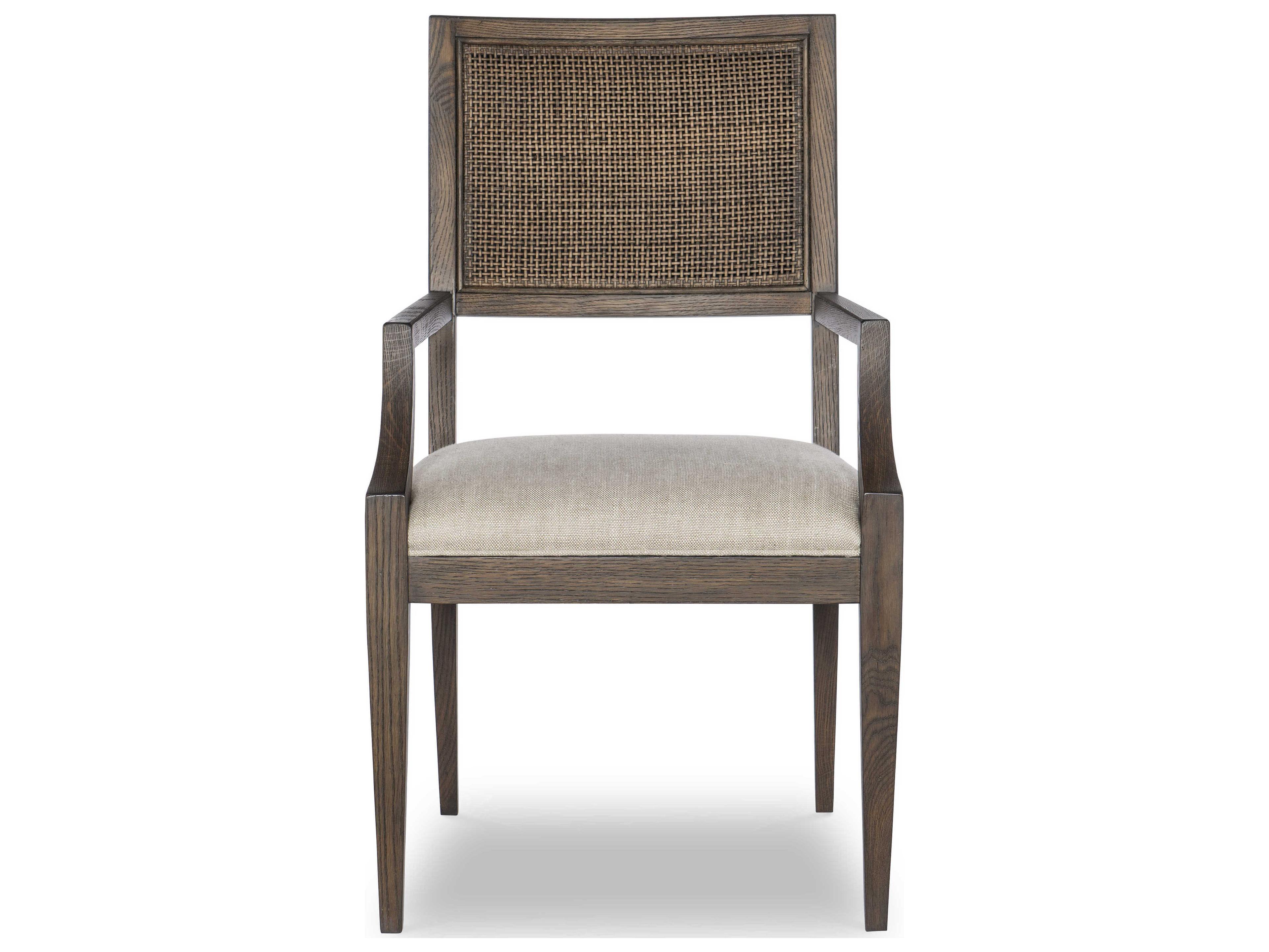 Century Furniture Monarch Oak Wood Brown Upholstered Arm Dining Chair