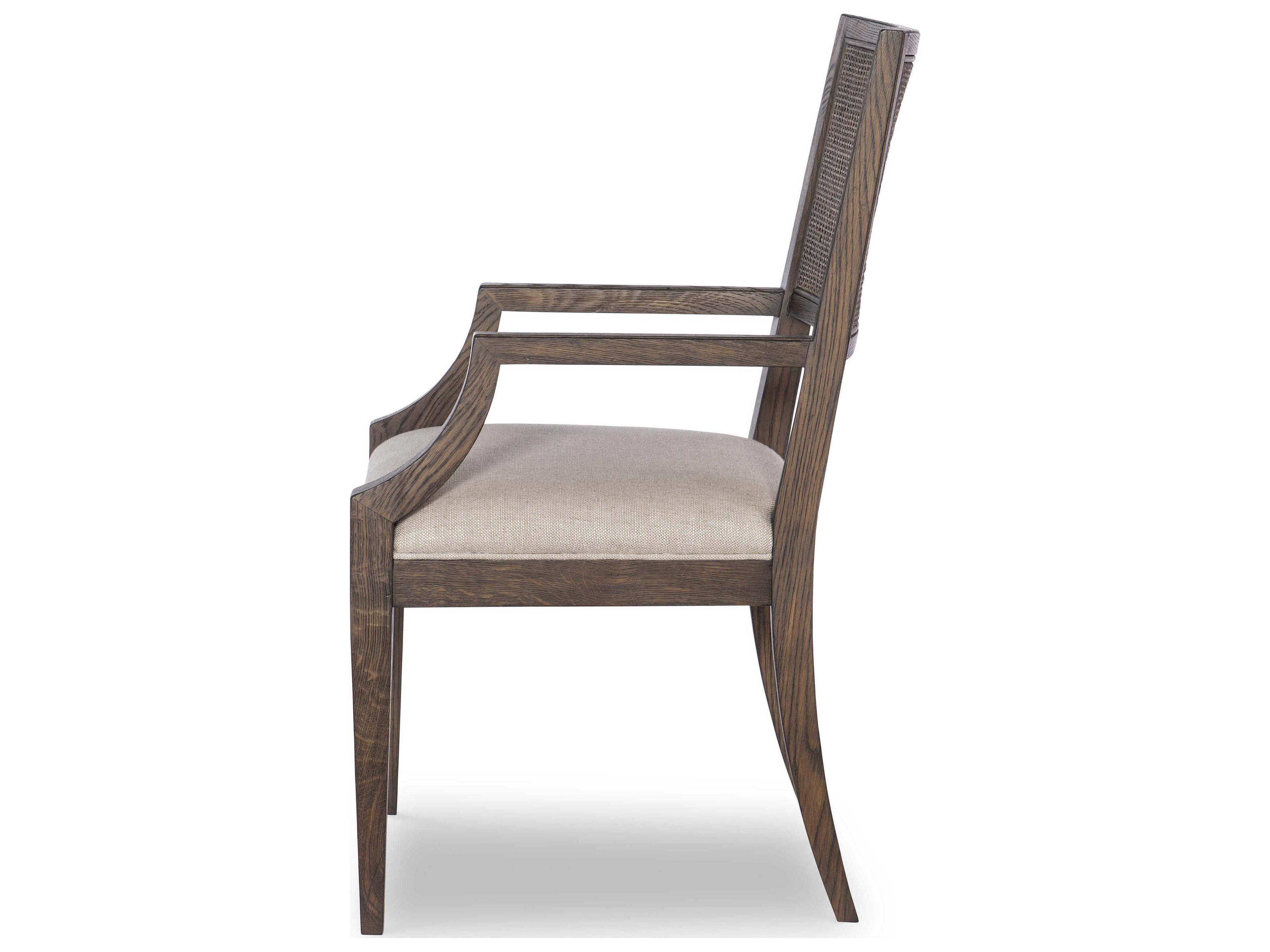 Century Furniture Monarch Oak Wood Brown Upholstered Arm Dining Chair