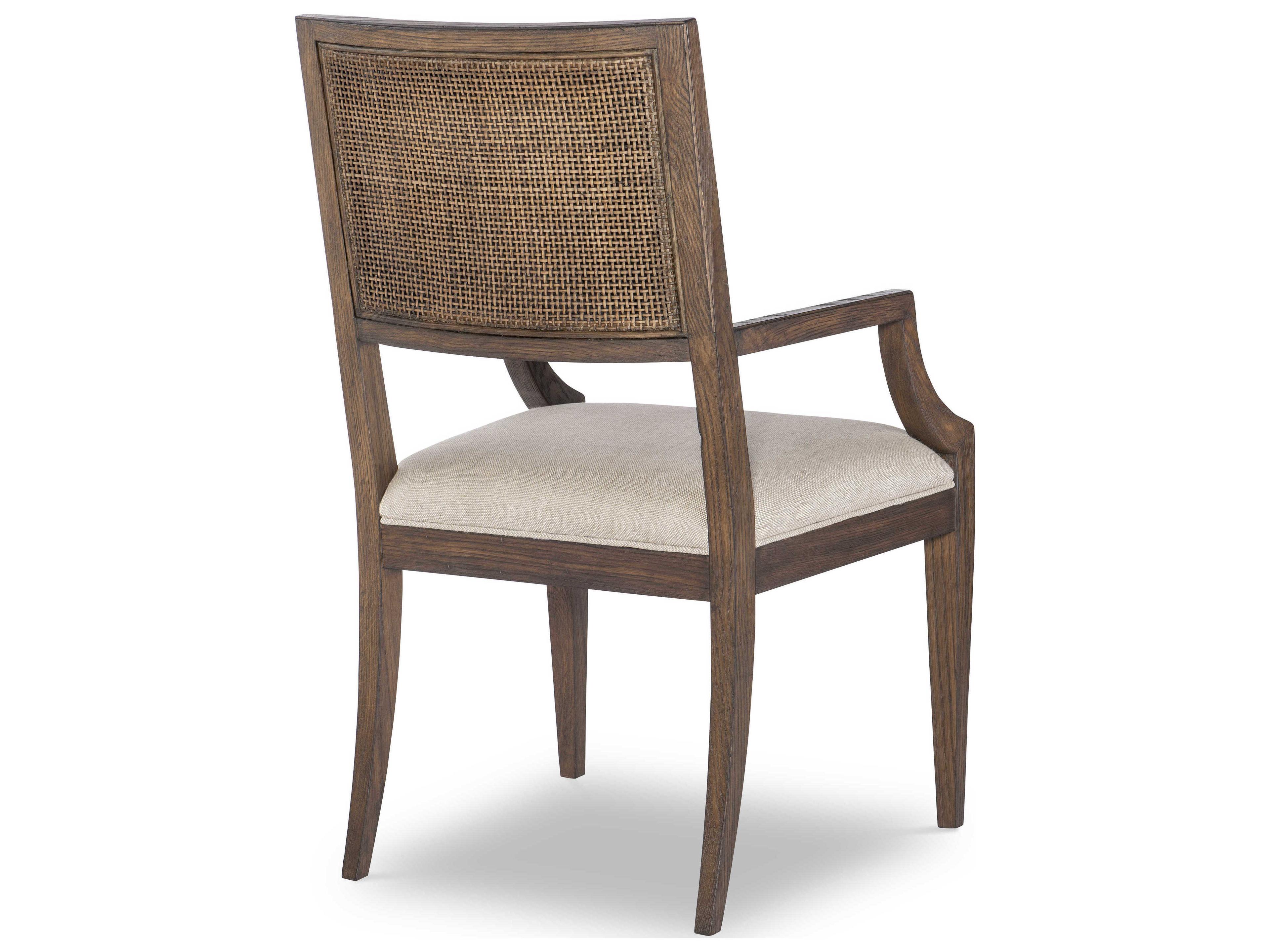 Century Furniture Monarch Oak Wood Brown Upholstered Arm Dining Chair