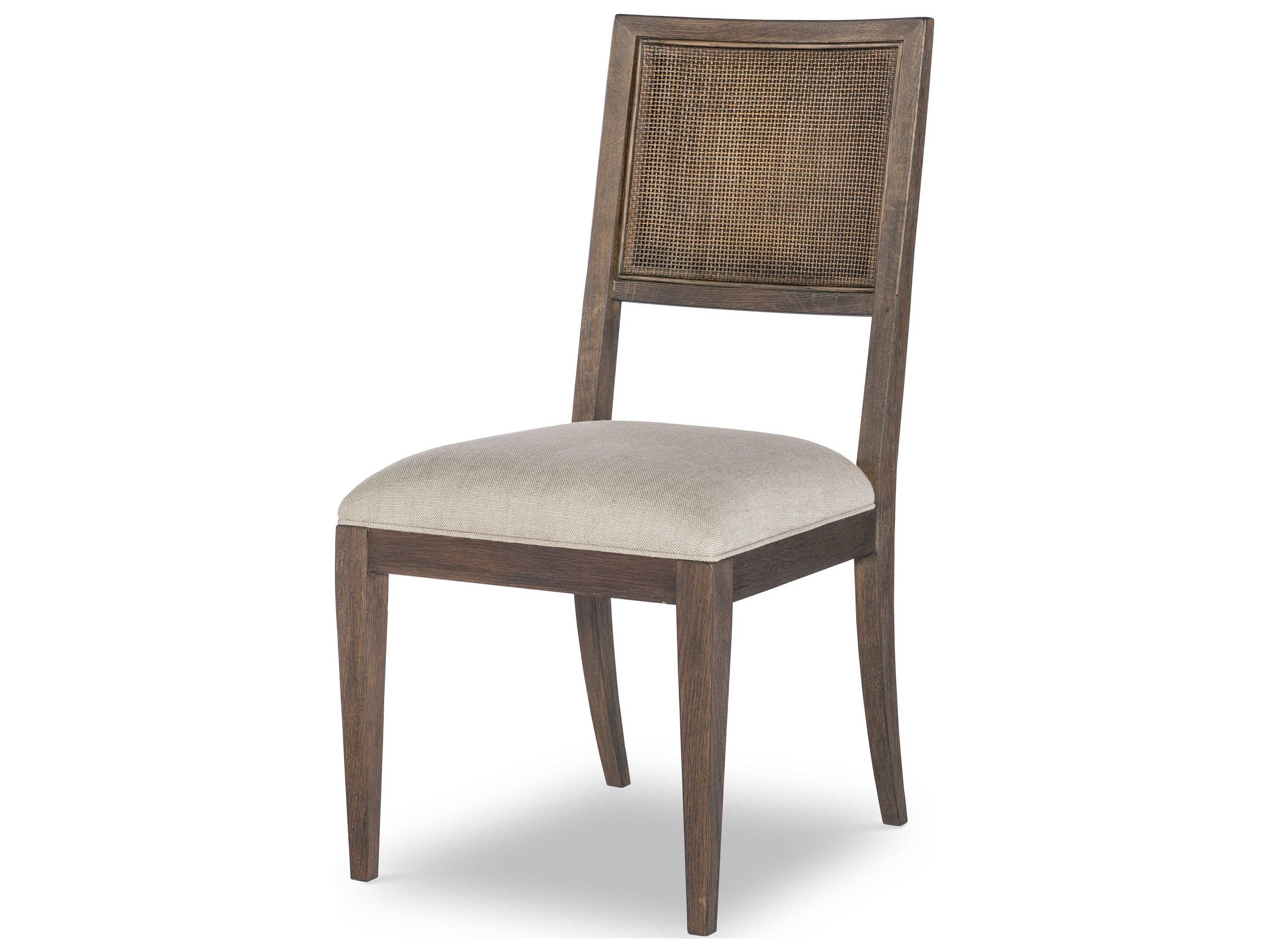 Century Furniture Monarch Oak Wood Brown Upholstered Side Dining Chair
