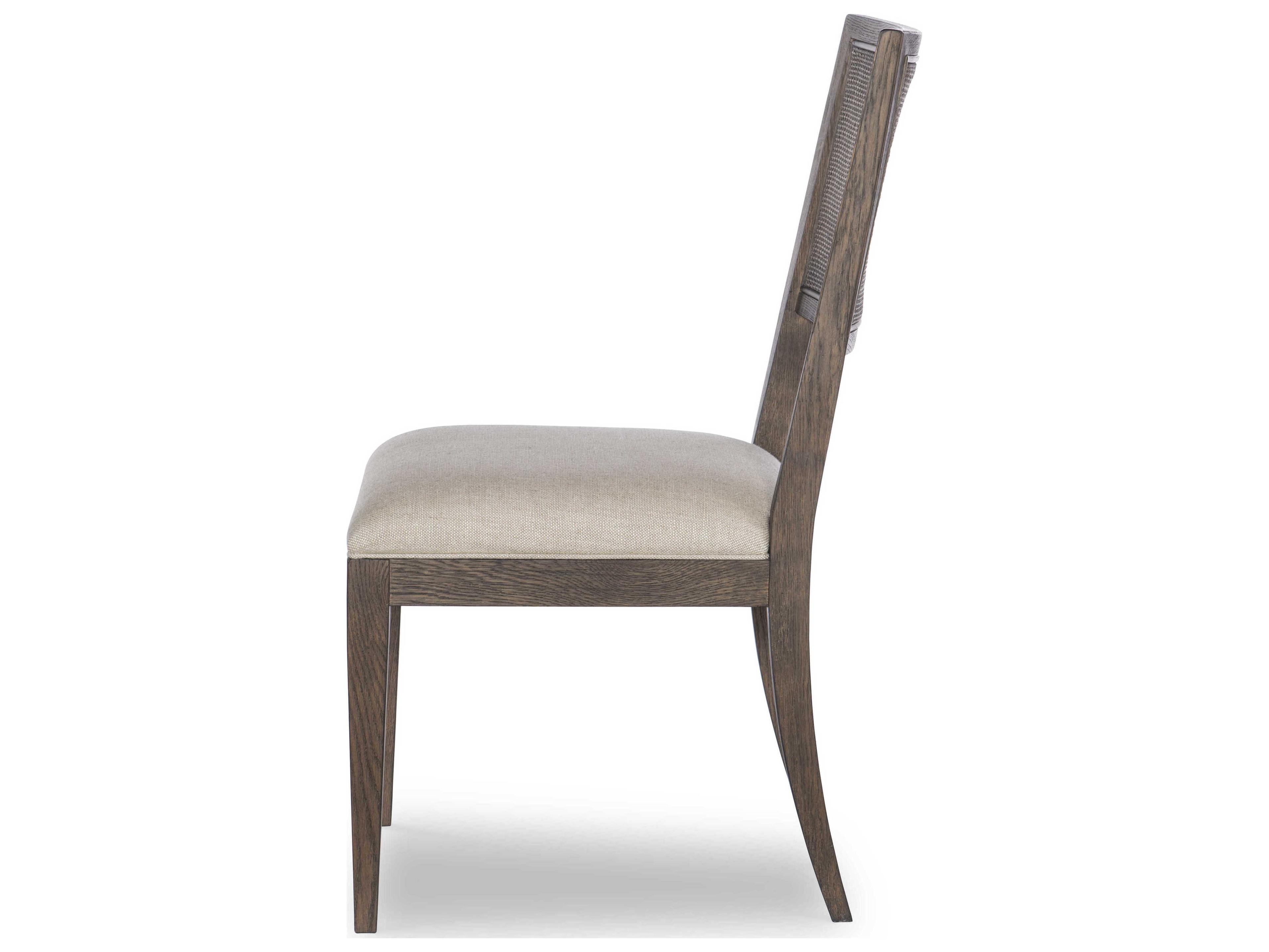 Century Furniture Monarch Oak Wood Brown Upholstered Side Dining Chair