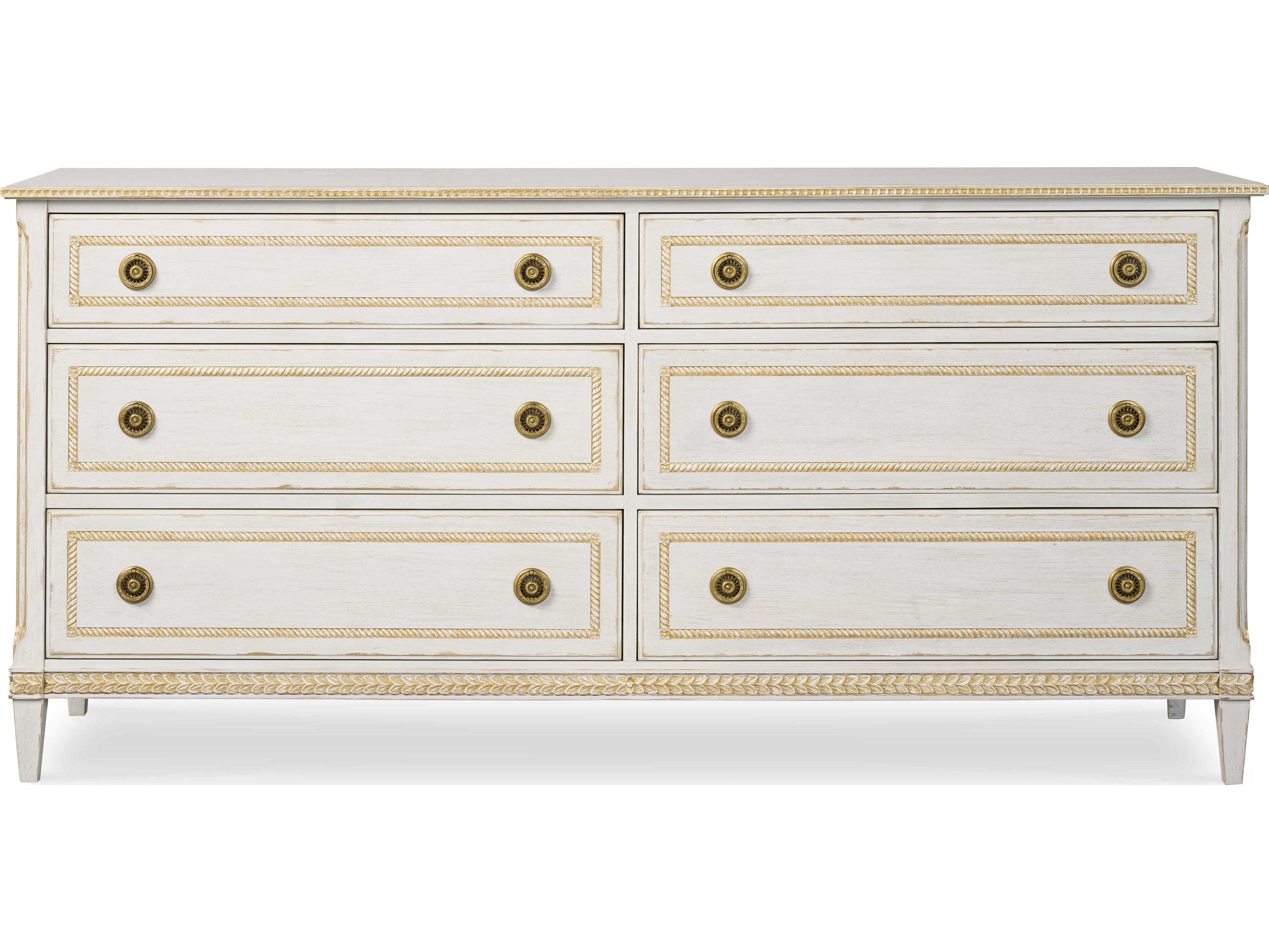 Century Furniture Monarch 6-Drawers White Acacia Wood Double Dresser