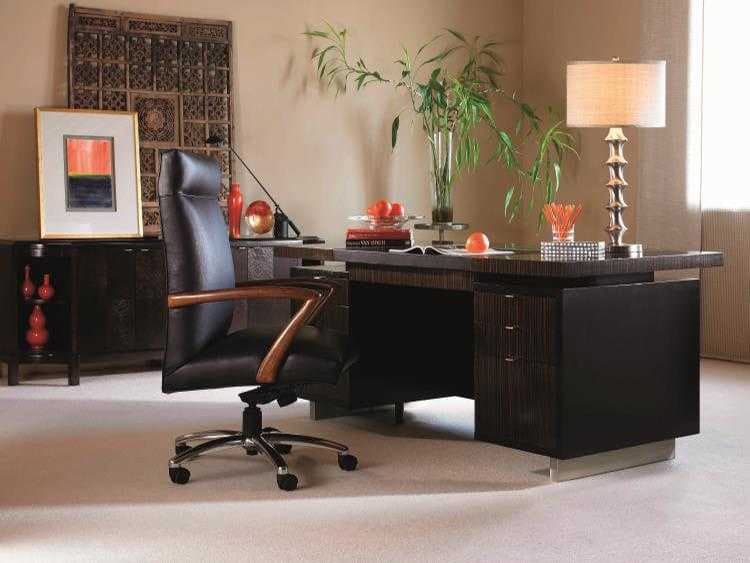 Century Furniture Office Ebony Brown Ash Wood Credenza Desk