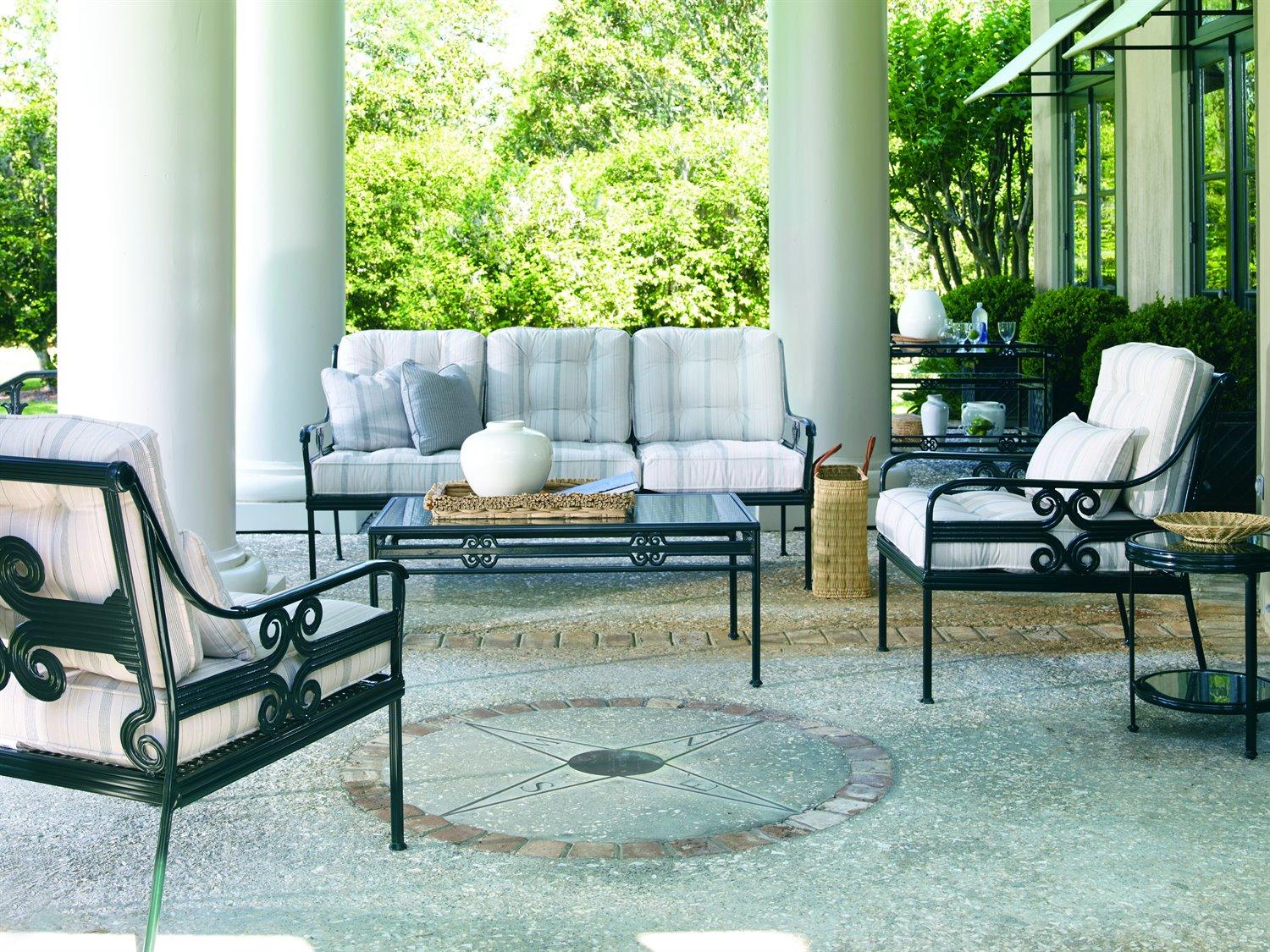 Century Outdoor Thomas O'Brien Augustine Litchfield Green Aluminum Round Tempered Glass Occasional Table