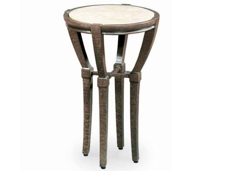 Century Outdoor Cordoba Aluminum Round Travertine Top End Table