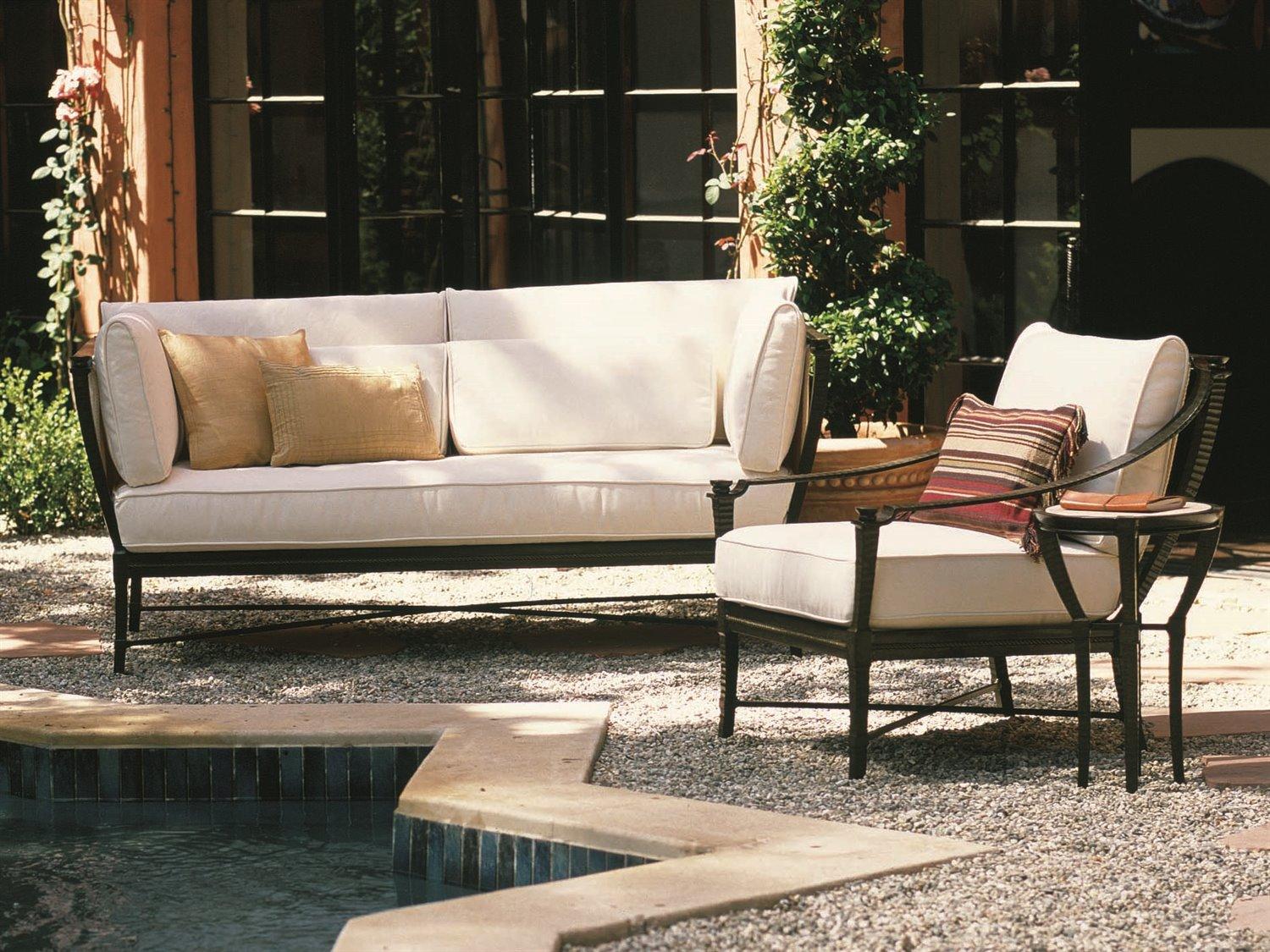 Century Outdoor Cordoba Aluminum Round Travertine Top End Table