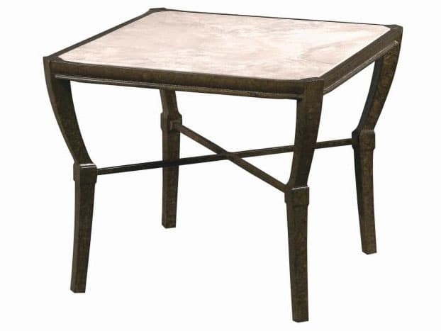 Century Outdoor Cordoba Aluminum Square Travertine Top End Table