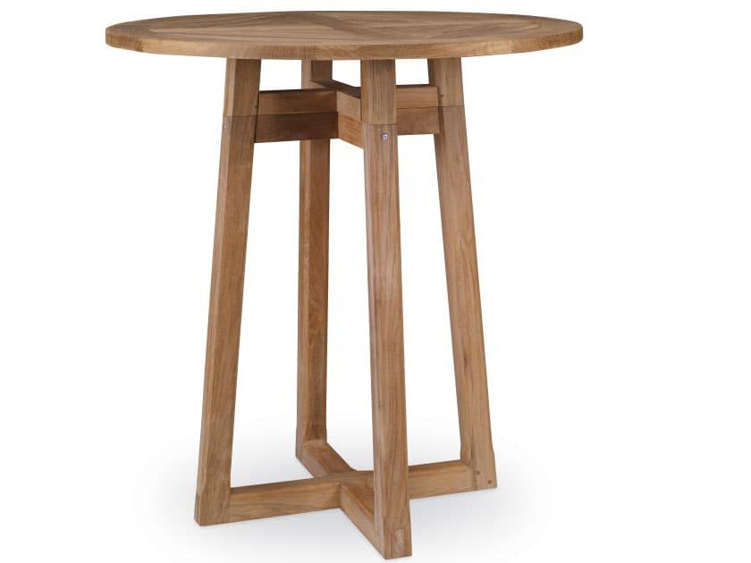 Century Outdoor West Bay Teak Round Bar Height Table
