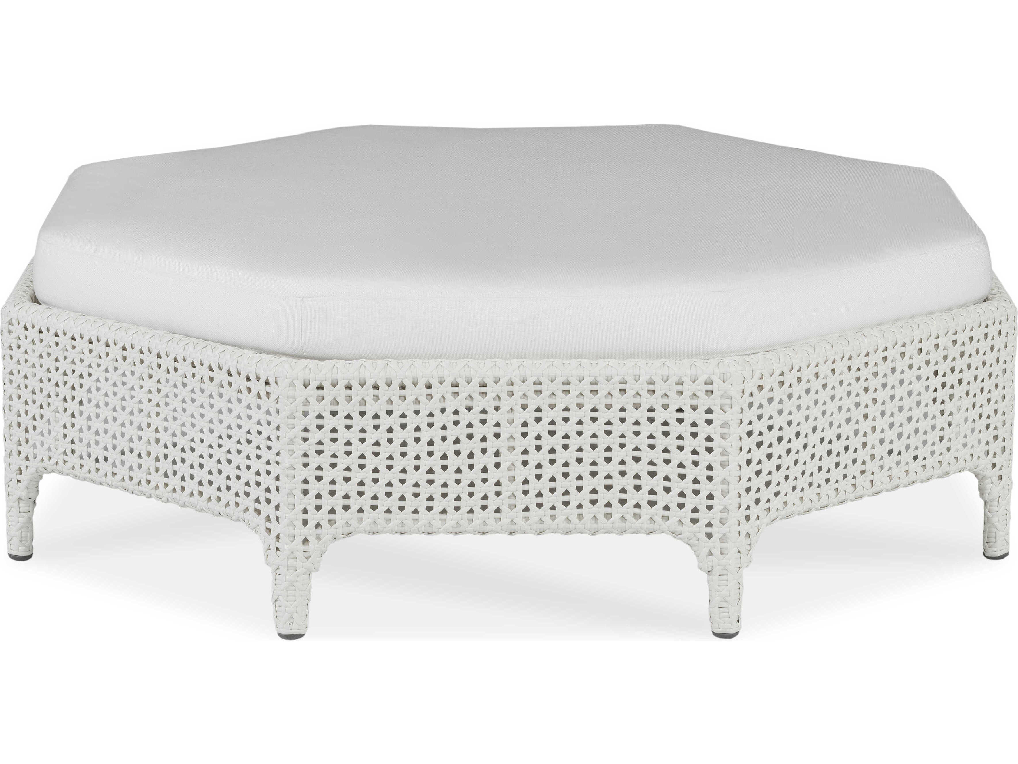 Century Outdoor Tangier Chalk White Wicker Cushion Ottoman