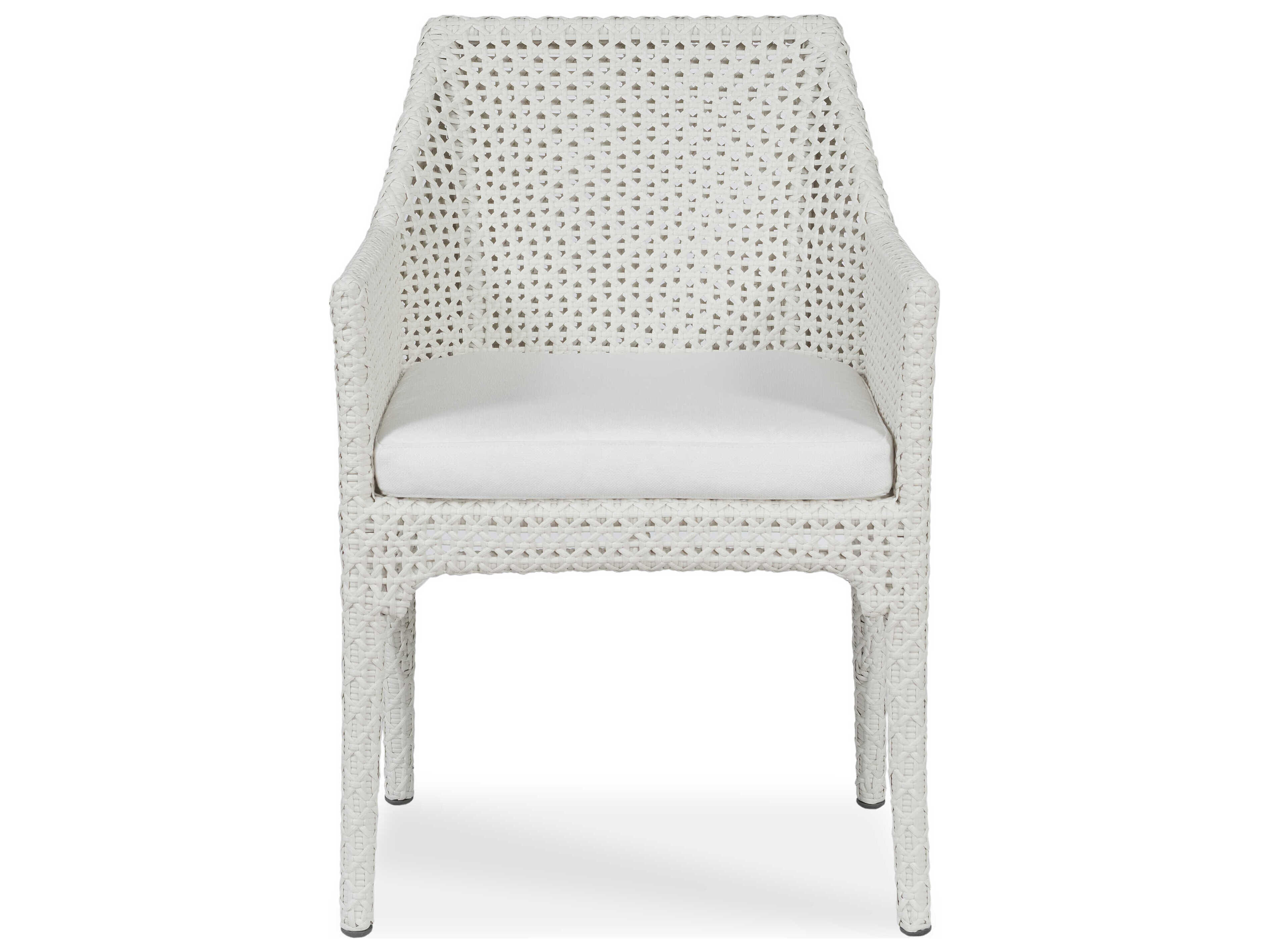 Century Outdoor Tangier Chalk White Wicker Cushion Dining Chair