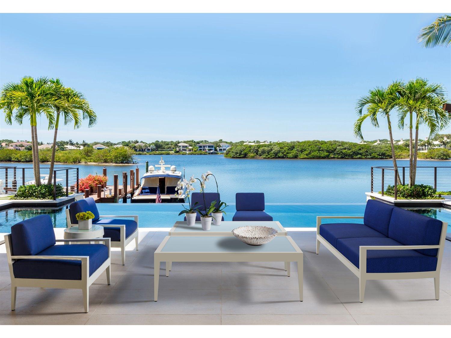 Century Outdoor Allison Paladino Sail Aluminum Rectangular Tempered Glass Coffee Table