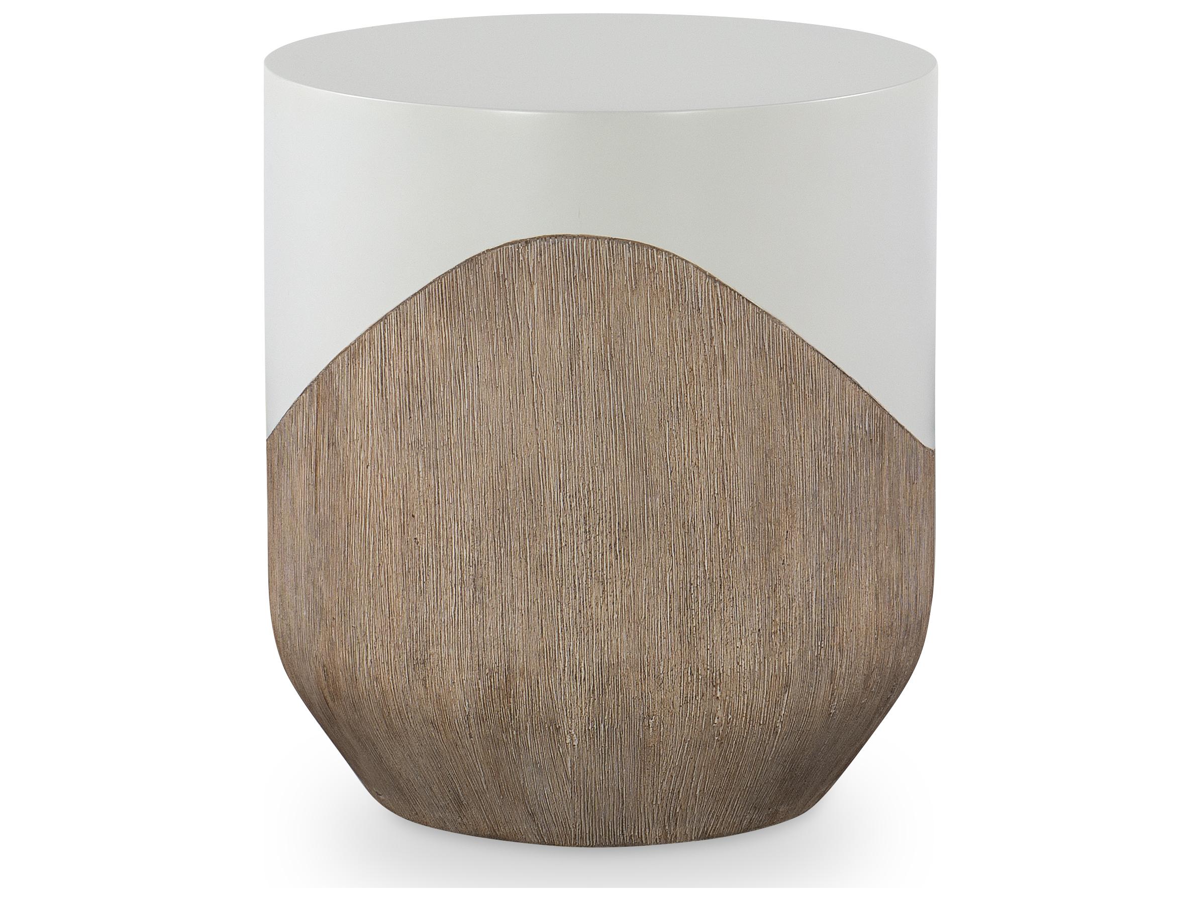 Century Outdoor Complements Concrete Danny Round Faux Oak Top End Table