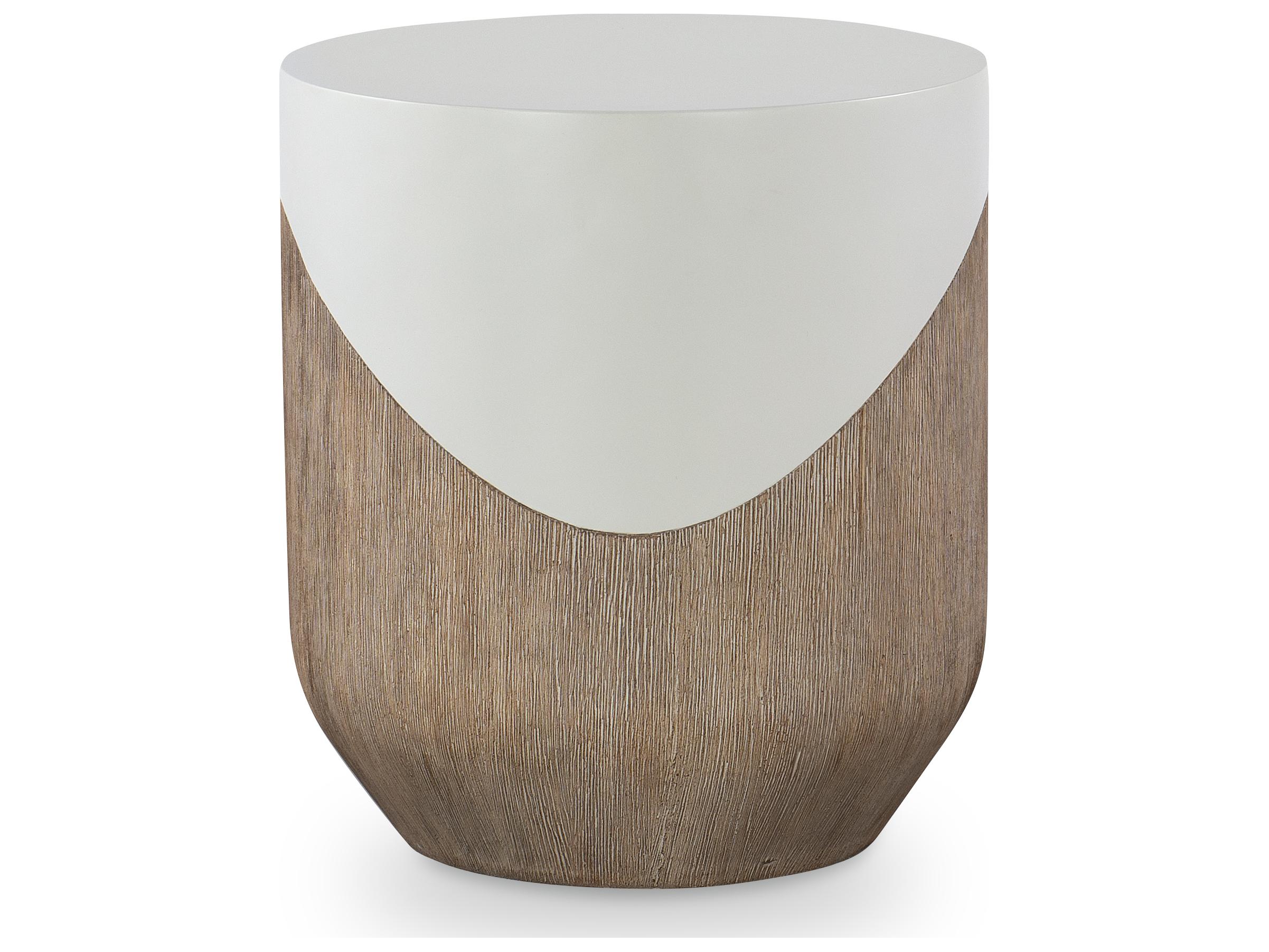 Century Outdoor Complements Concrete Danny Round Faux Oak Top End Table