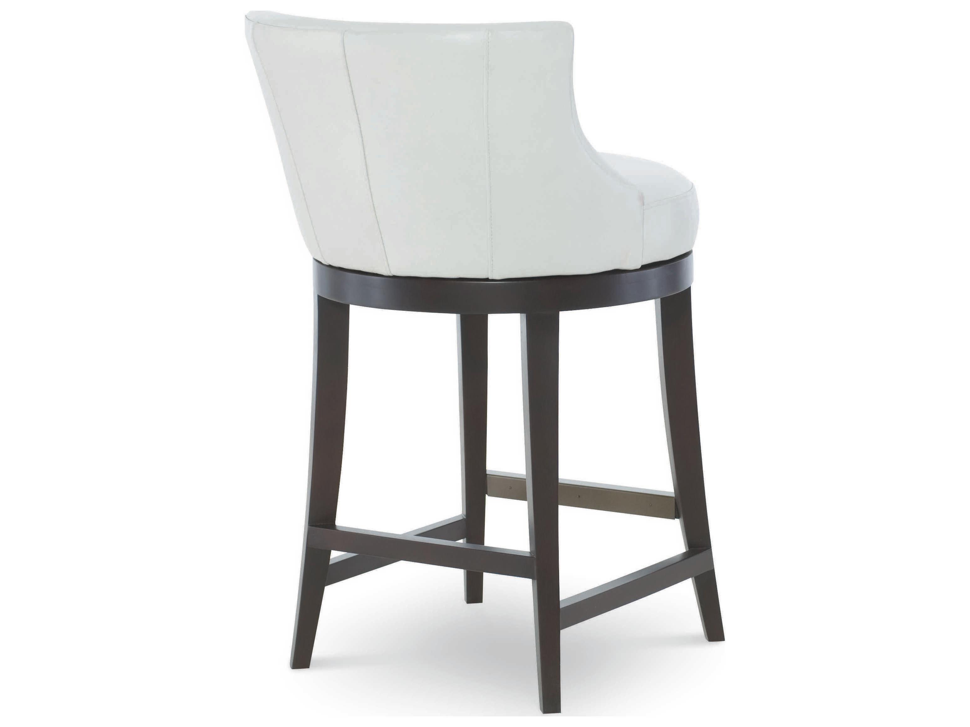 Century Furniture Trading Company Leather Swivel Upholstered Hardwood Papyrus Espresso Counter Stool