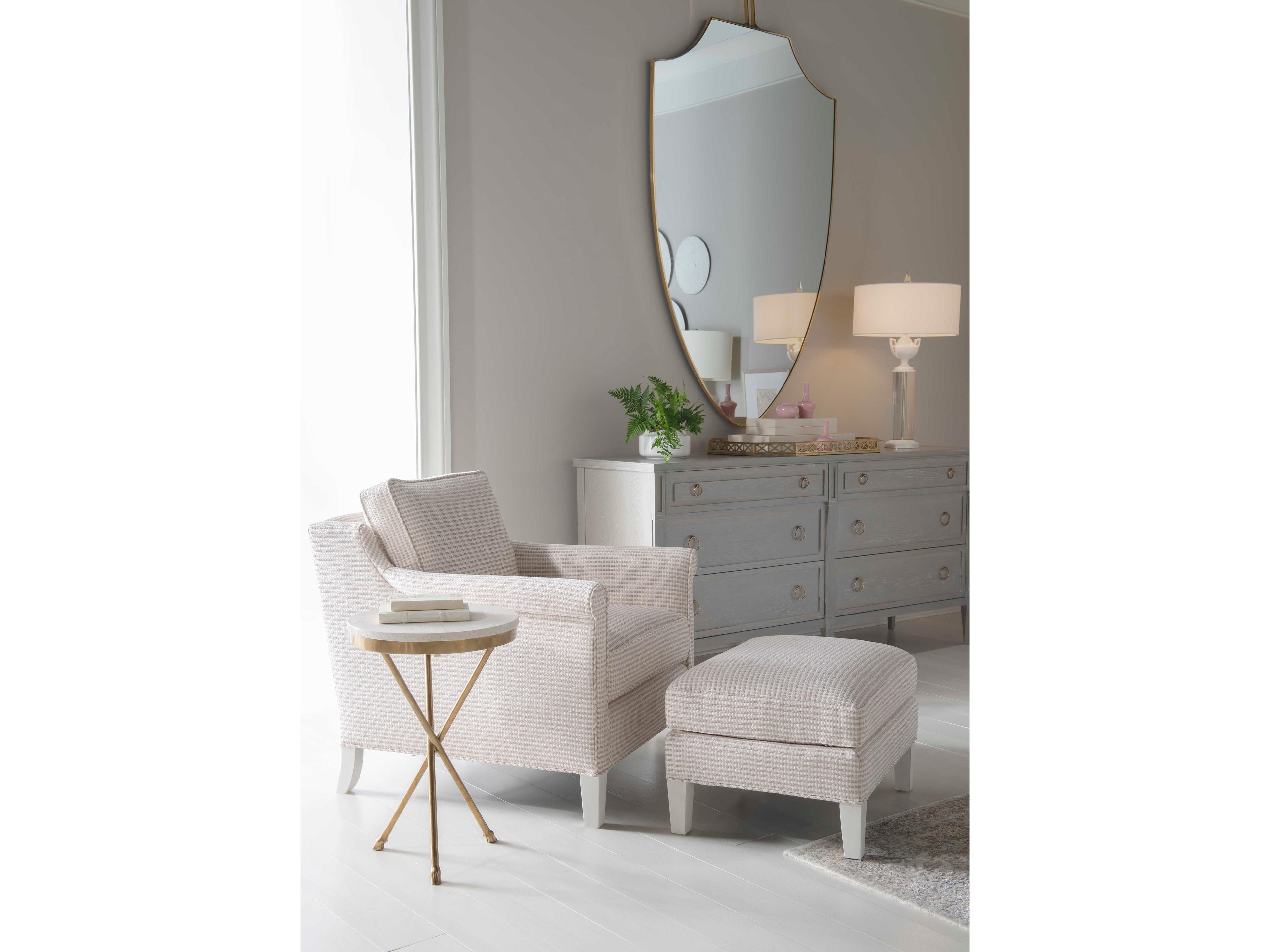 Century Furniture Grand Tour Round Shagreen Bronze Faux Leather End Table