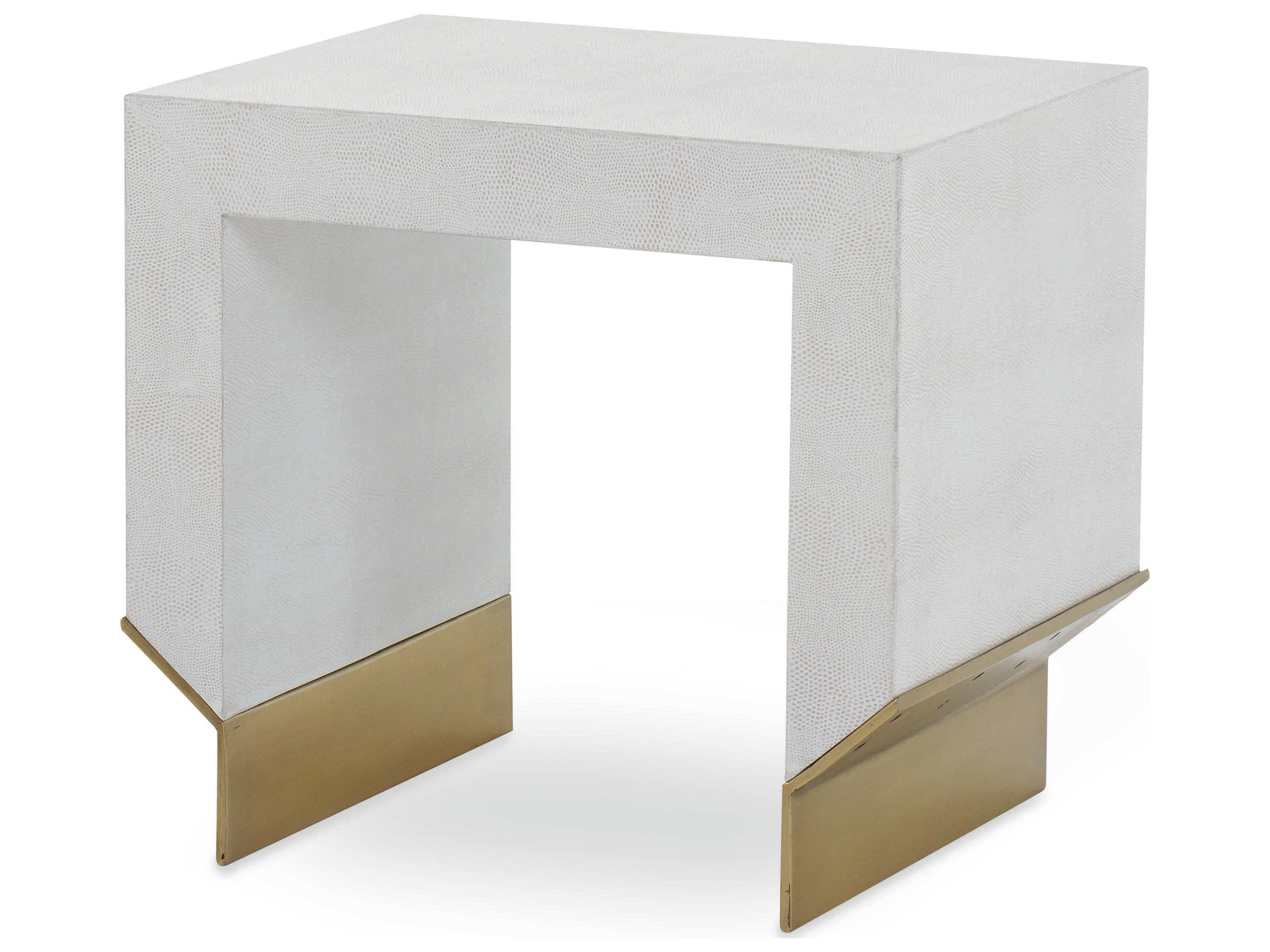 Century Furniture Grand Tour White Leather Accent Bench