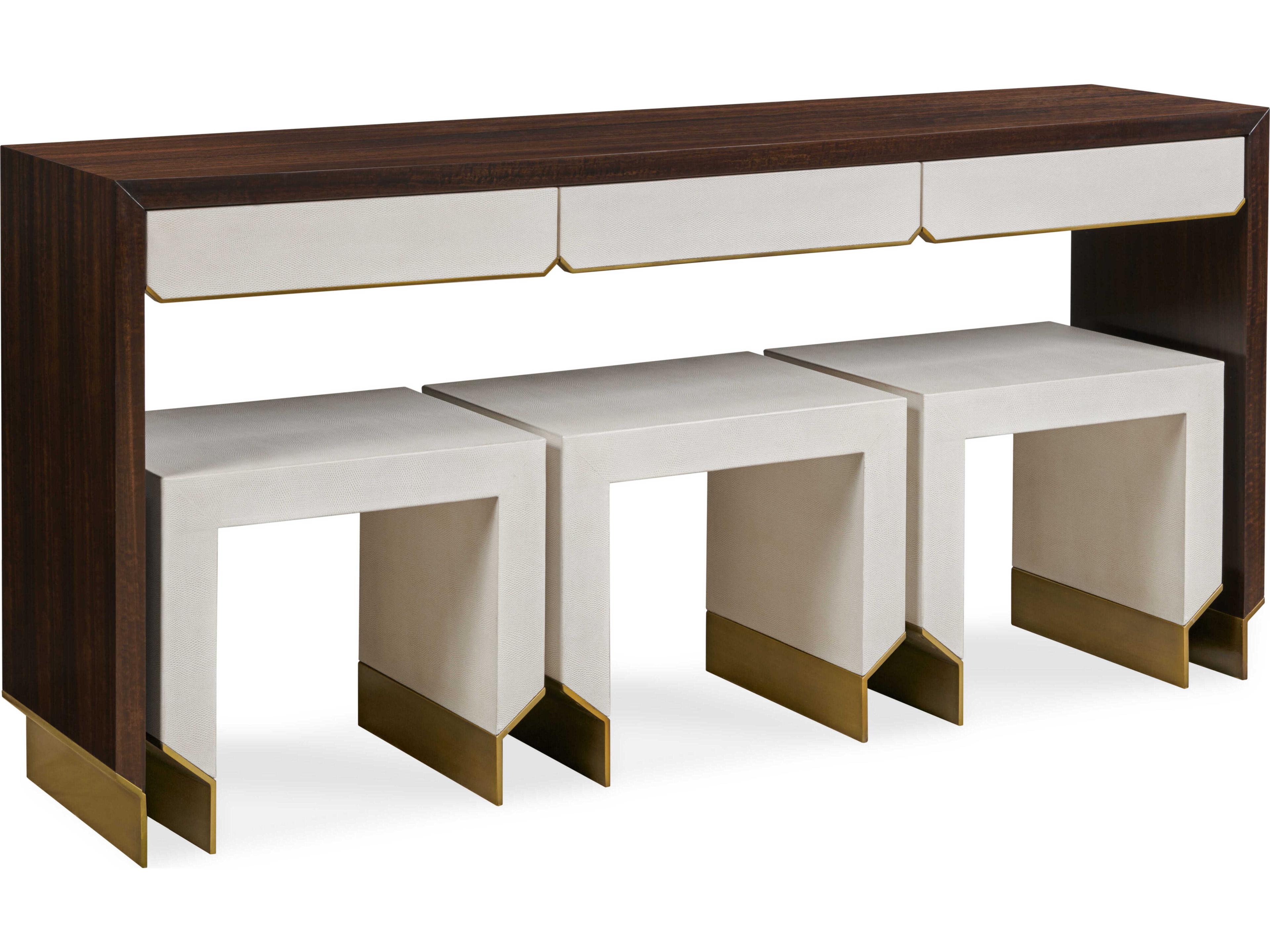 Century Furniture Grand Tour White Leather Accent Bench