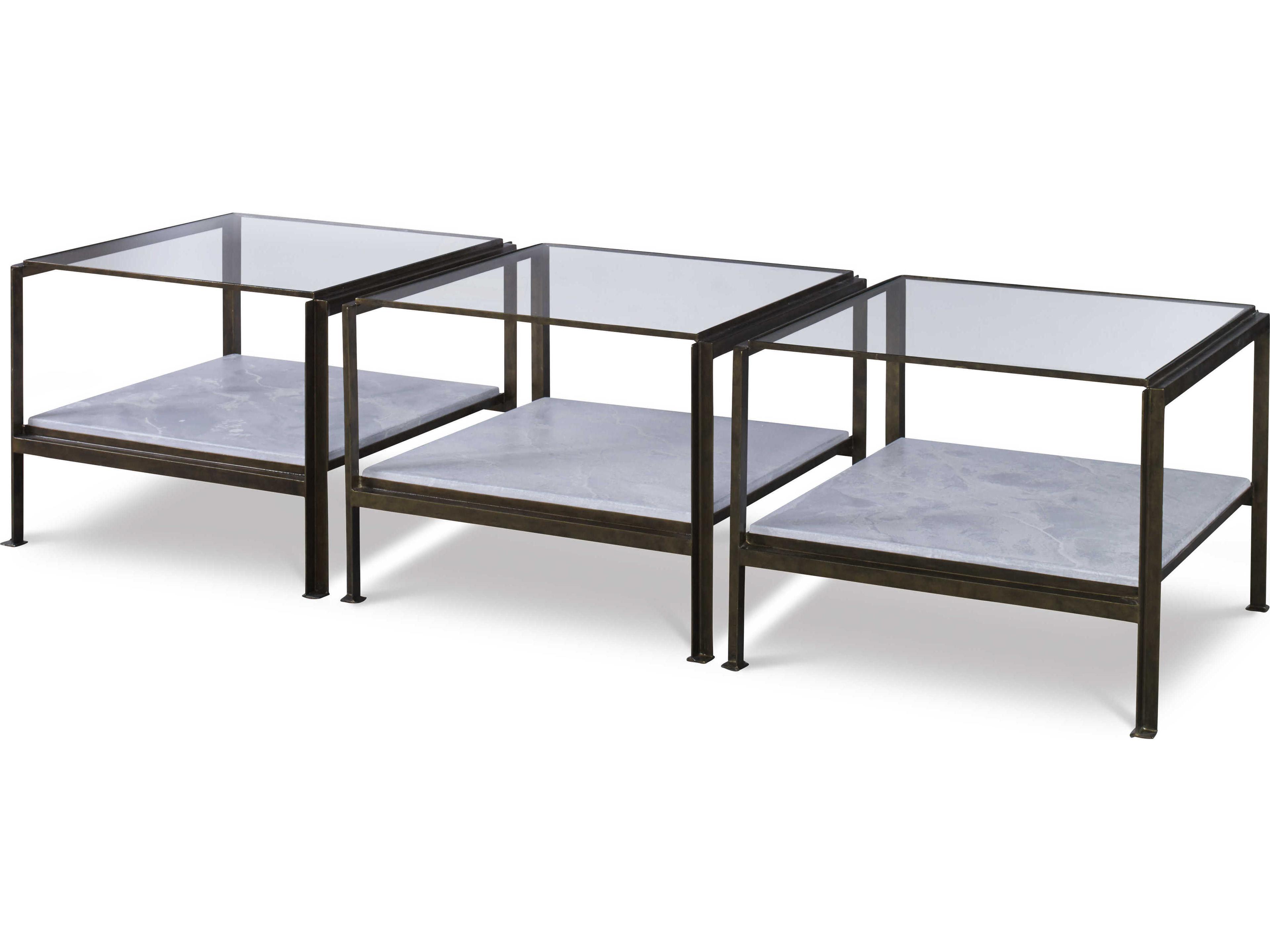 Century Furniture Grand Tour Square Glass Oil Rubbed Bronze Coffee Table