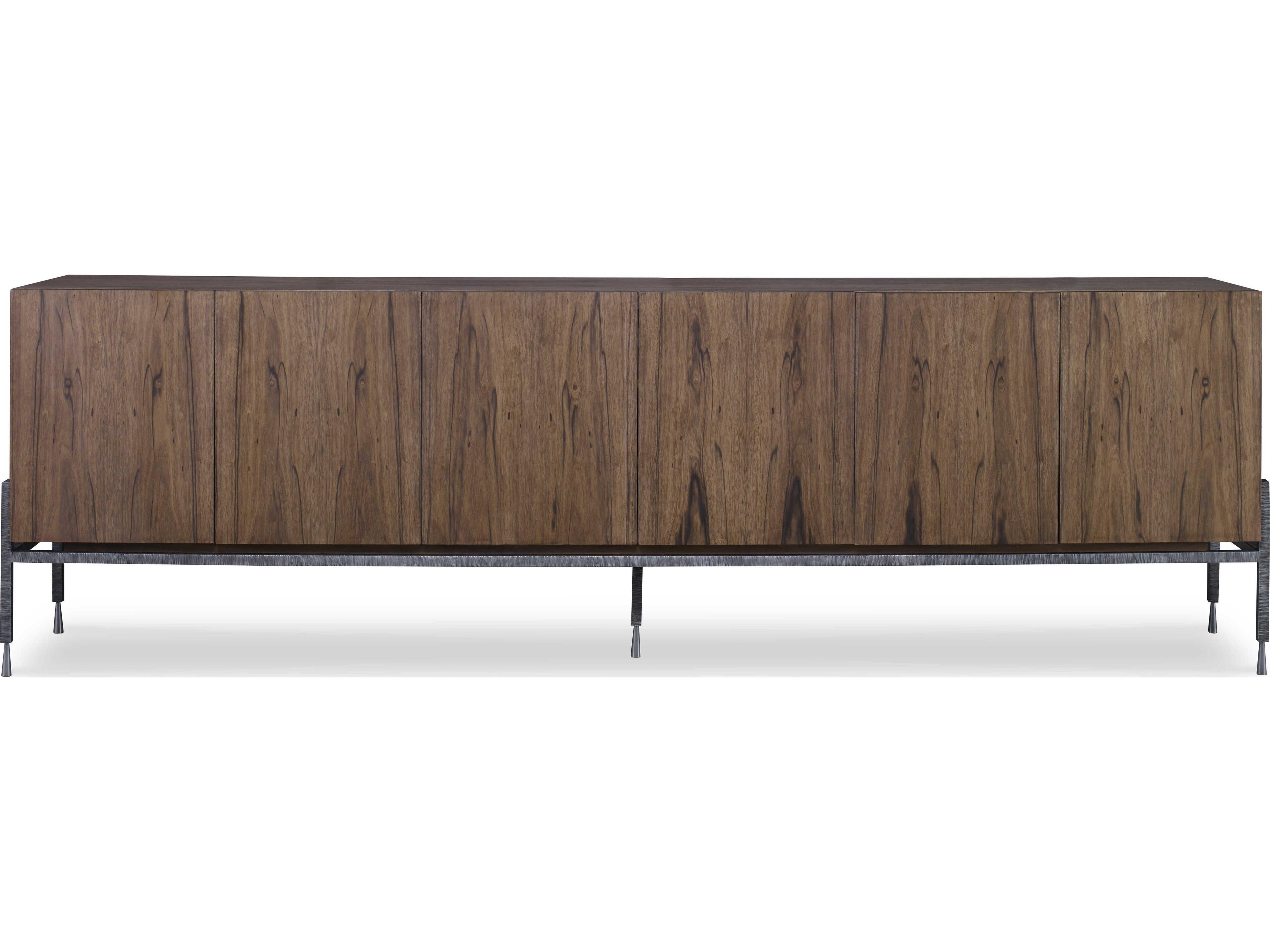 Century Furniture Grand Tour 110" Oak Wood Paldao Textured Pewter Media Console