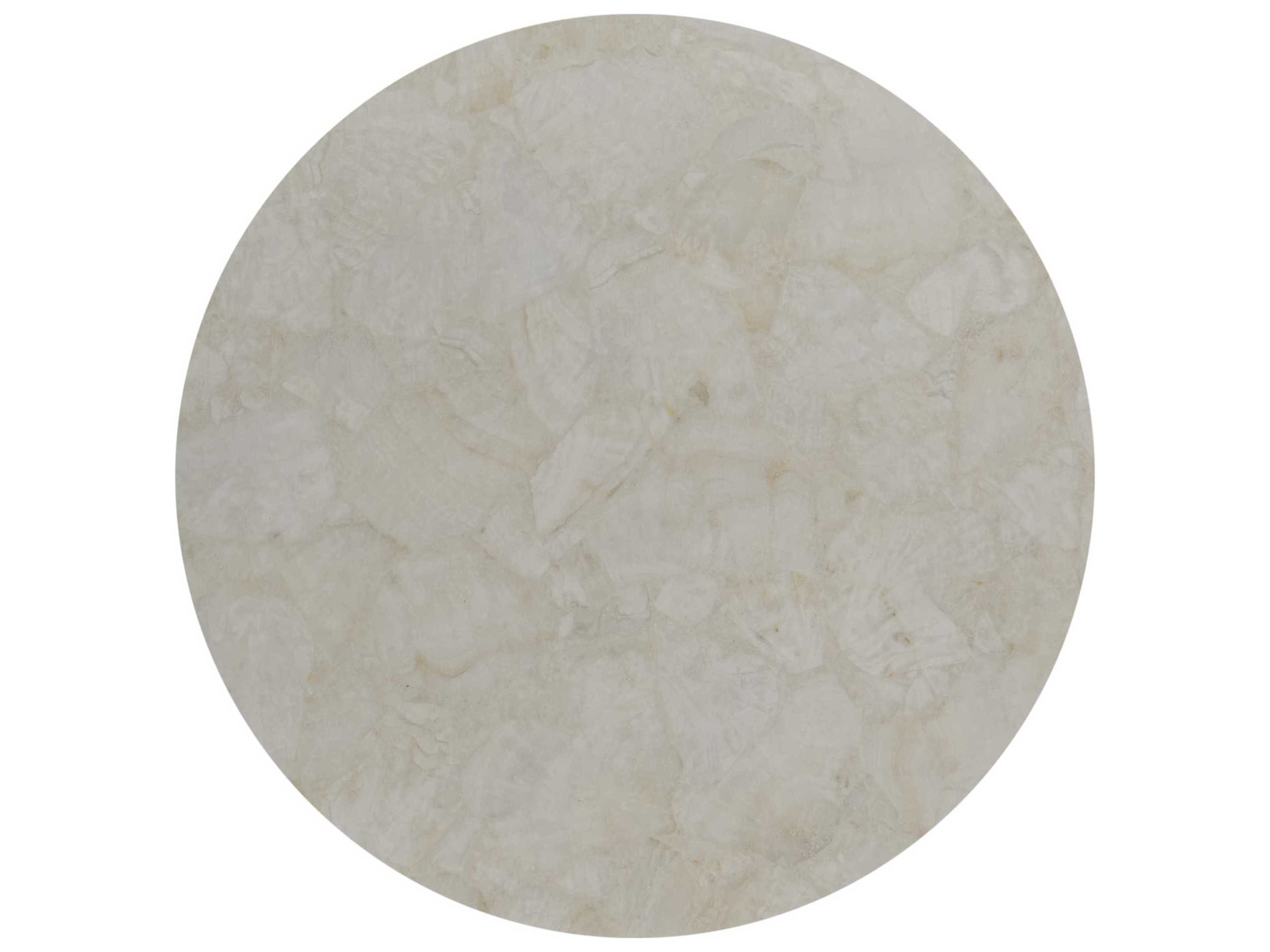 Century Furniture Grand Tour Round Crystal Stone Antique Brass End Table