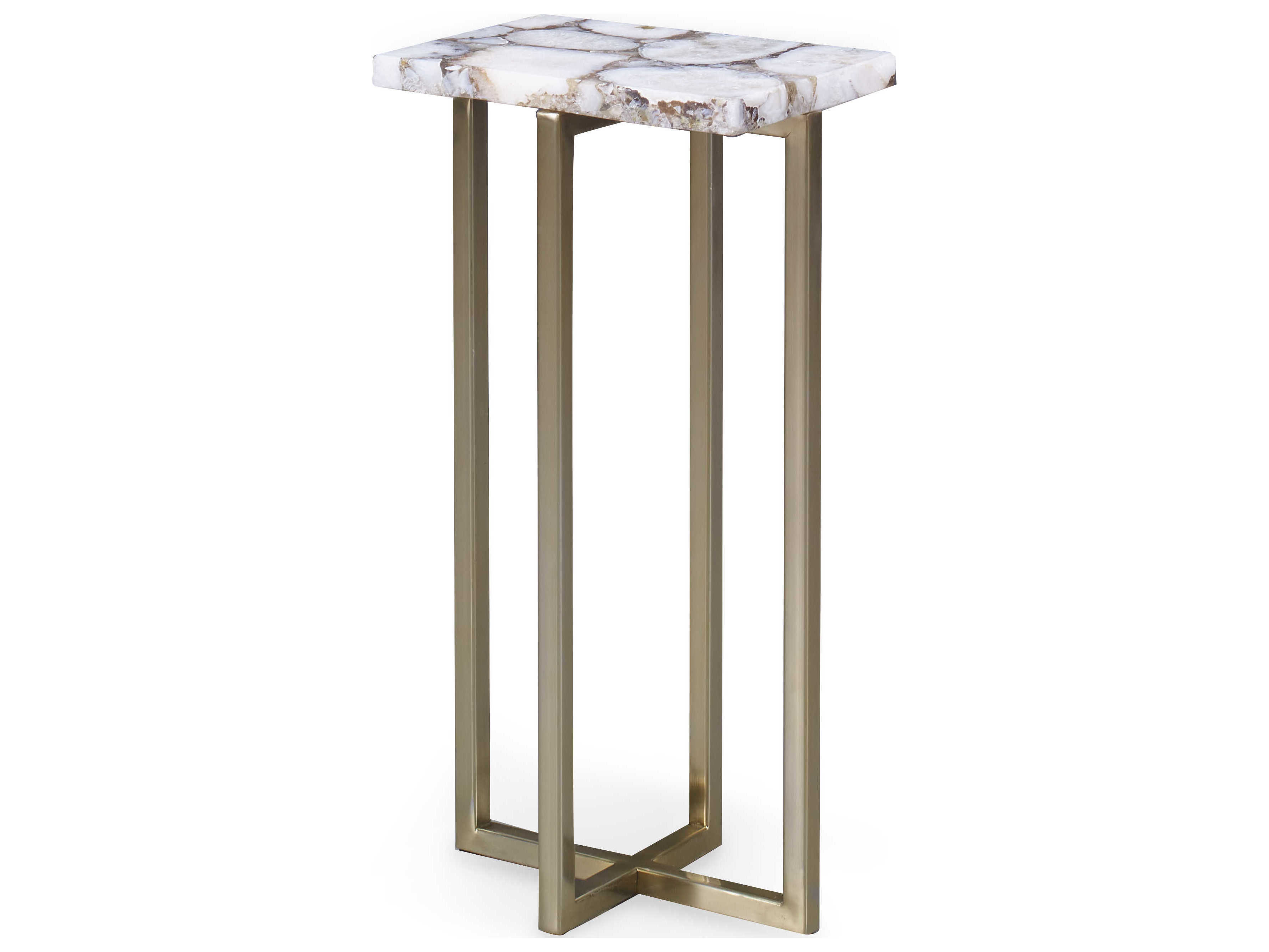 Century Furniture Grand Tour 8" Rectangular Agate Stone Brushed Brass End Table