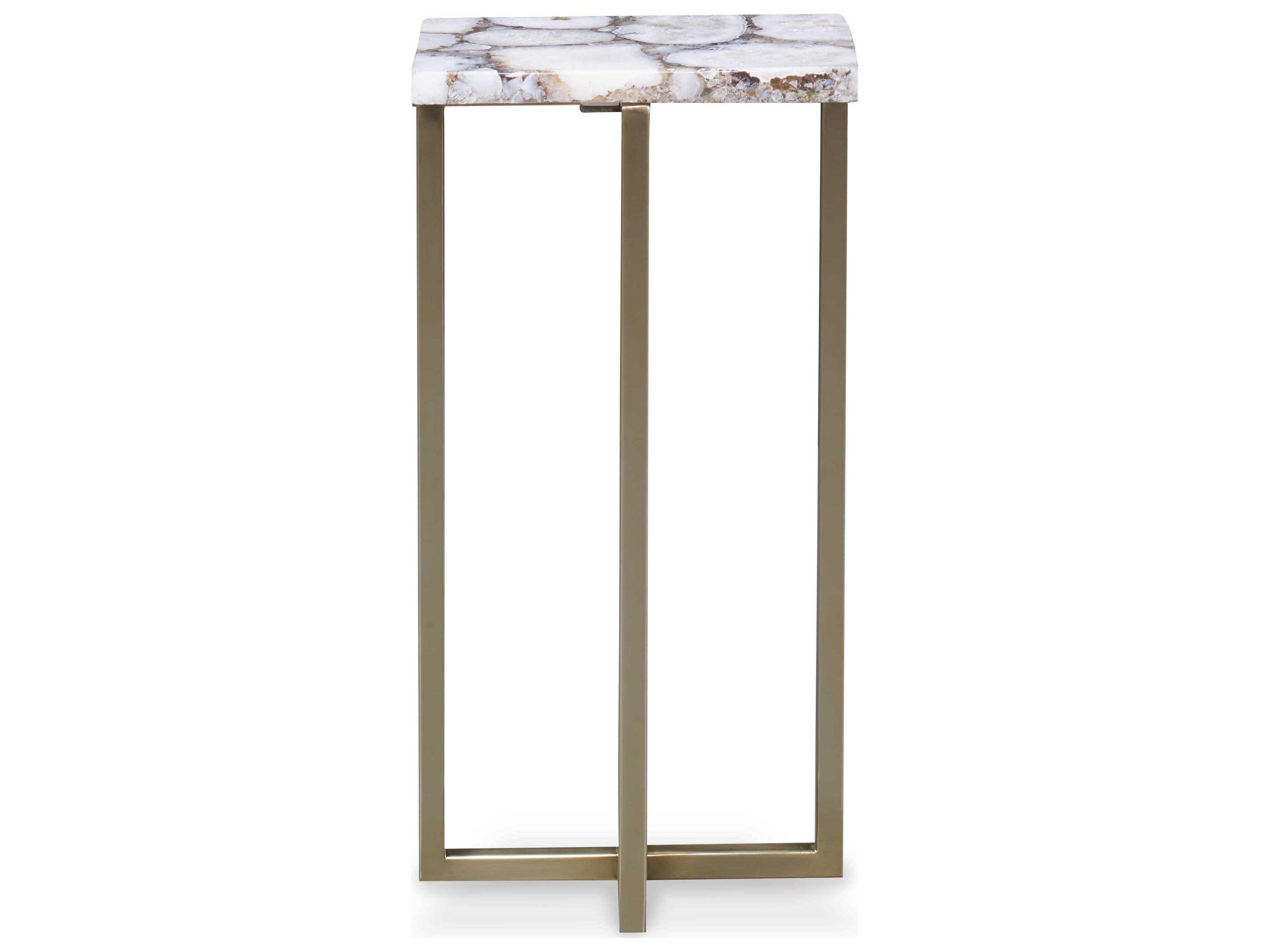 Century Furniture Grand Tour 8" Rectangular Agate Stone Brushed Brass End Table