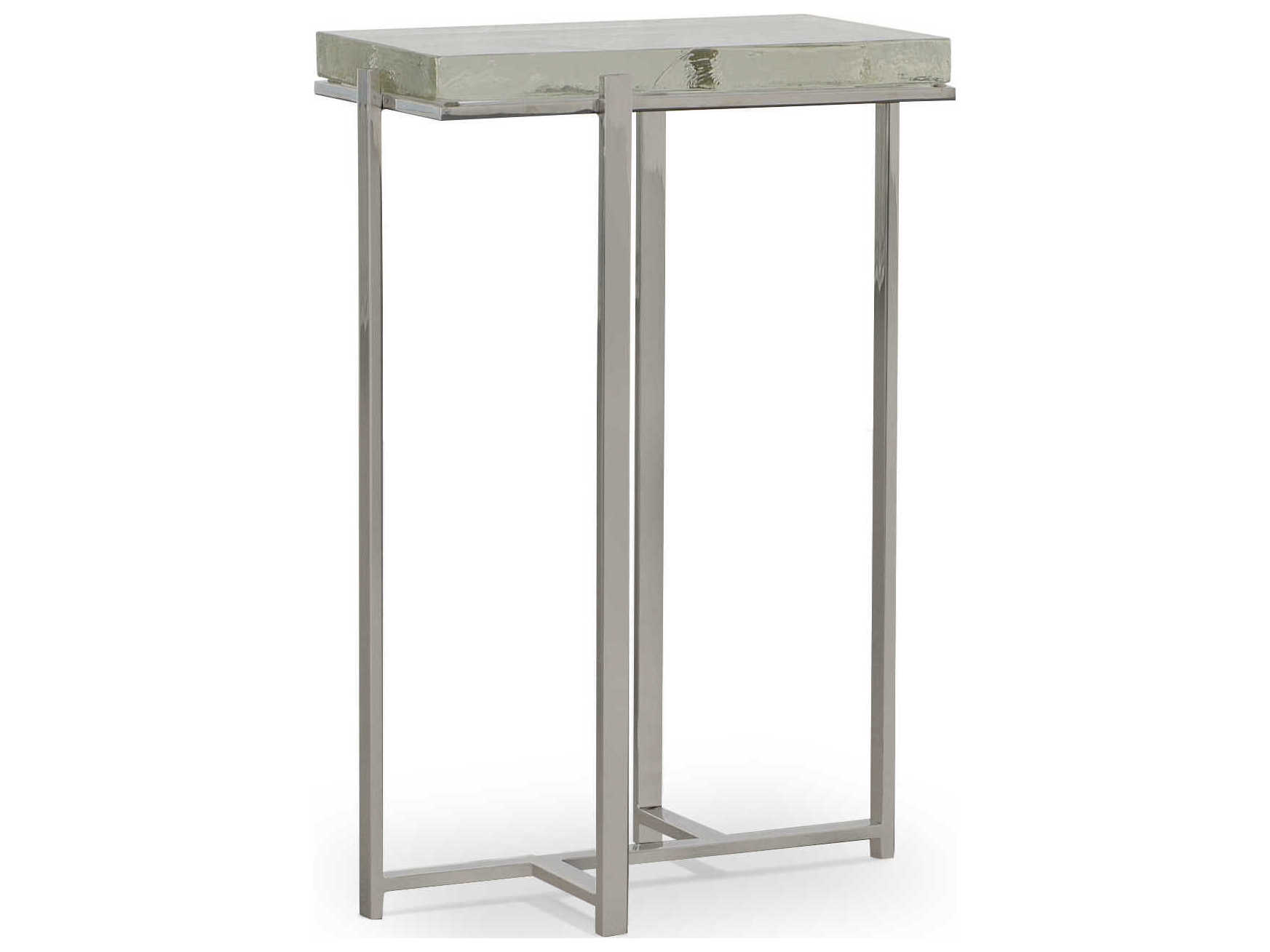Century Furniture Grand Tour Rectangular Glass Polished Nickel End Table