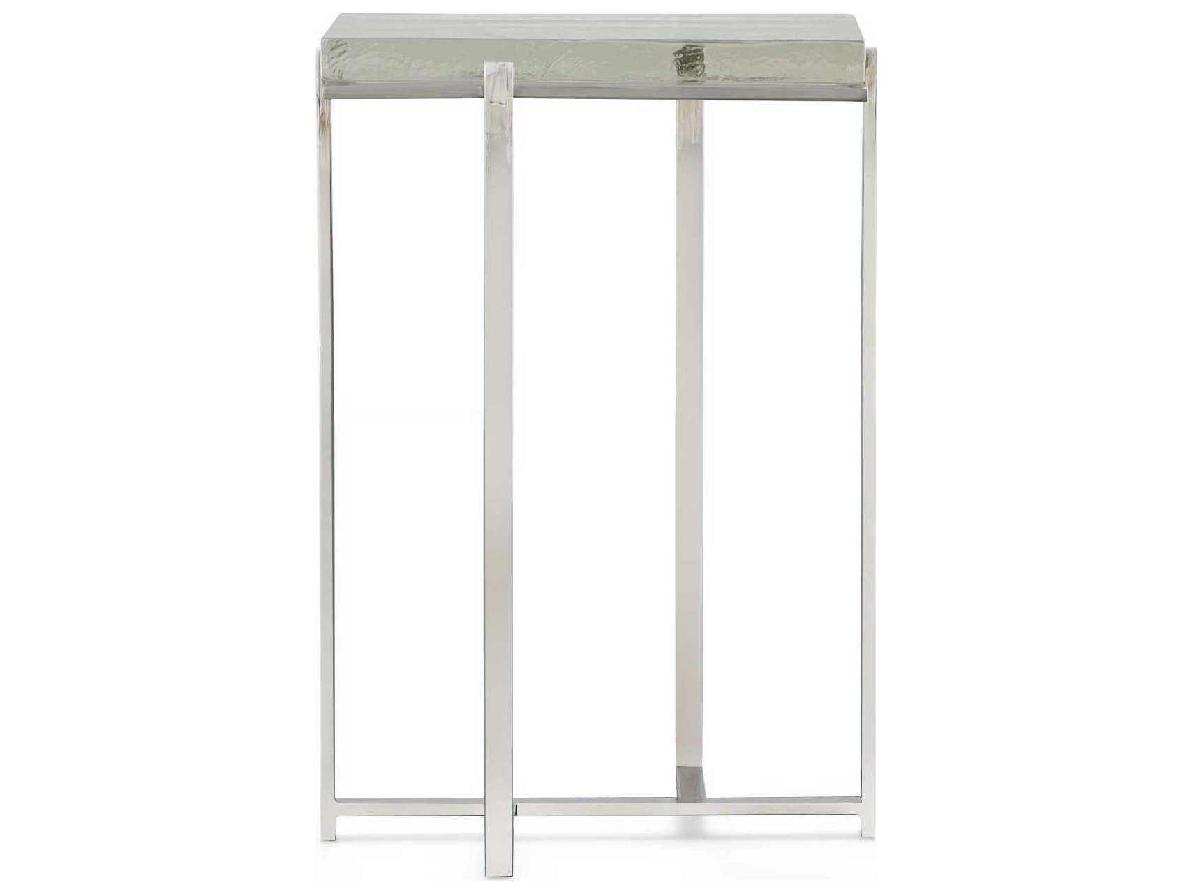 Century Furniture Grand Tour Rectangular Glass Polished Nickel End Table