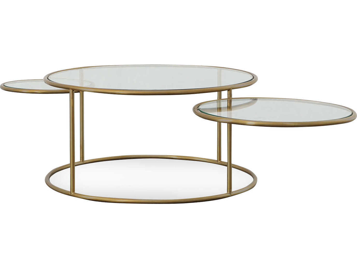 Century Furniture Grand Tour Round Glass Antique Brass Coffee Table