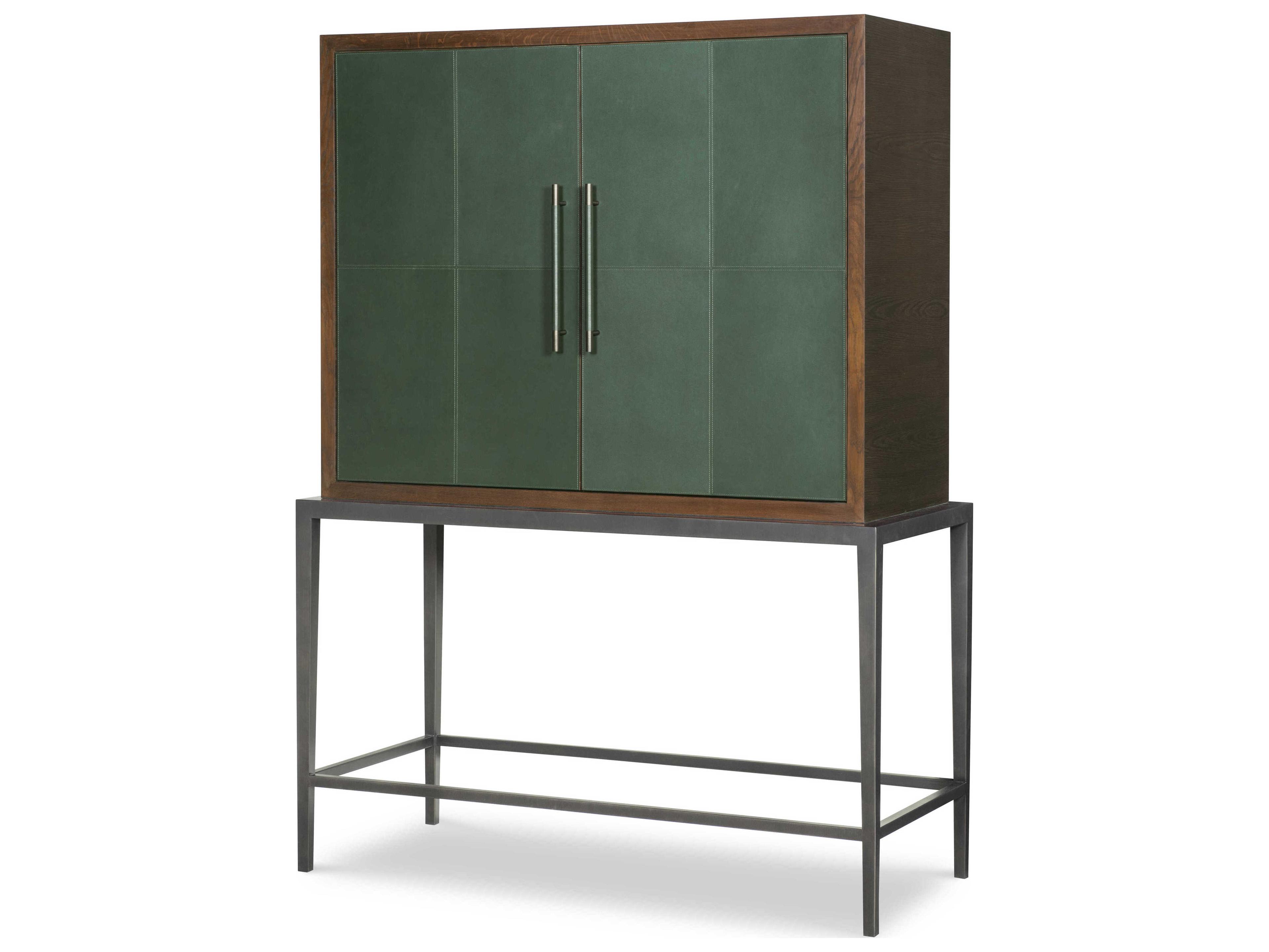 Century Furniture Grand Tour Scheffer Green Oak Wood Bar Cabinet